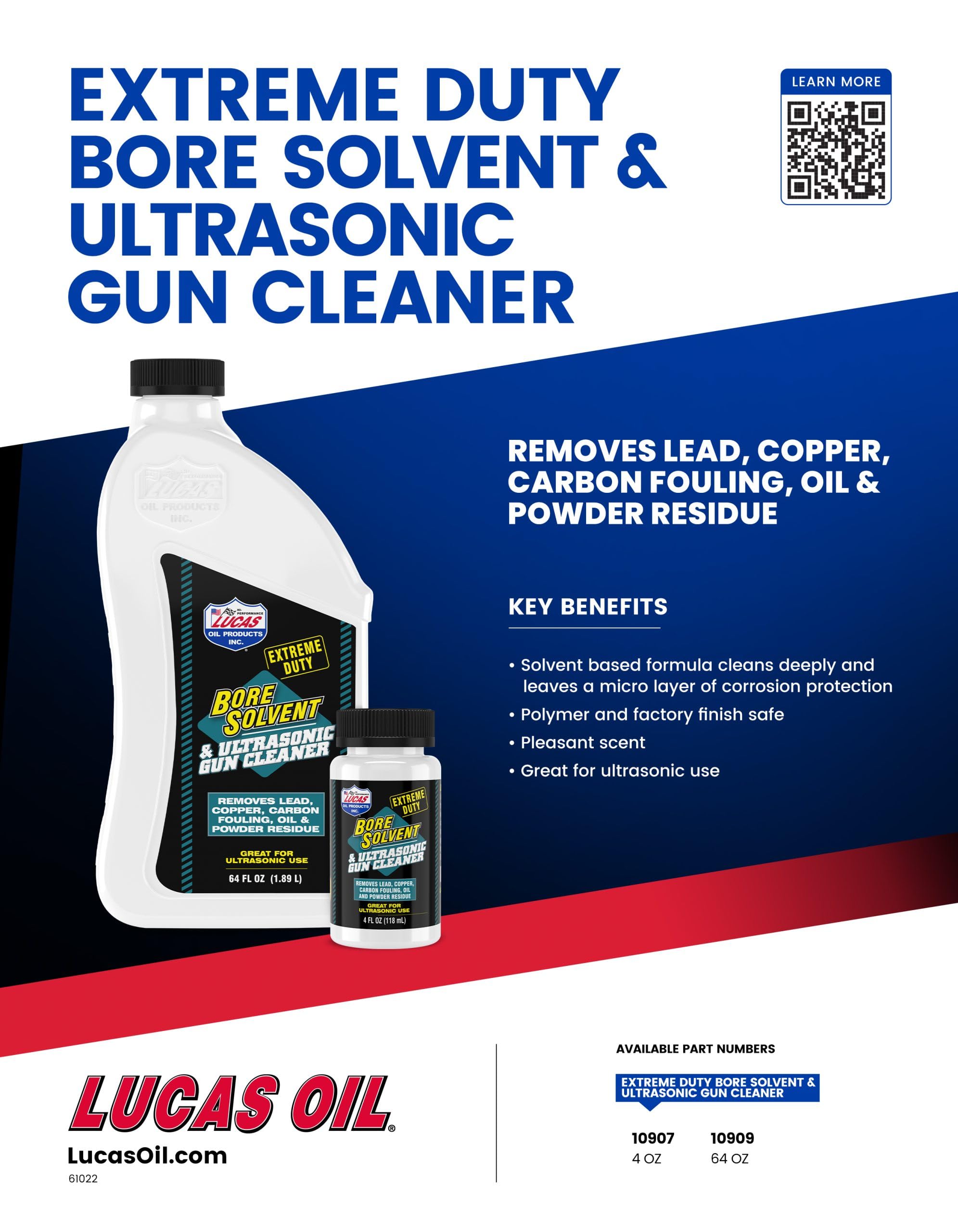 Lucas Oil 10909 Extreme Duty Bore Solvent & Ultrasonic Gun Cleaner - 64oz (6-Pack) | Firearm Cleaning Solution for Pistols, Rifles & Hunting Equipment | Professional Gun Maintenance & Protection