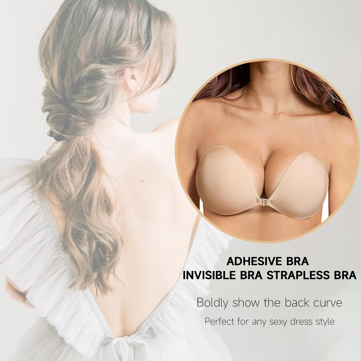 Sticky Bra Push Up - Backless Strapless Adhesive Bra for Women, Invisible Lift Up Bras 2 Pack - Perfect for Backless Dresses, Wedding Gowns & Summer Tops