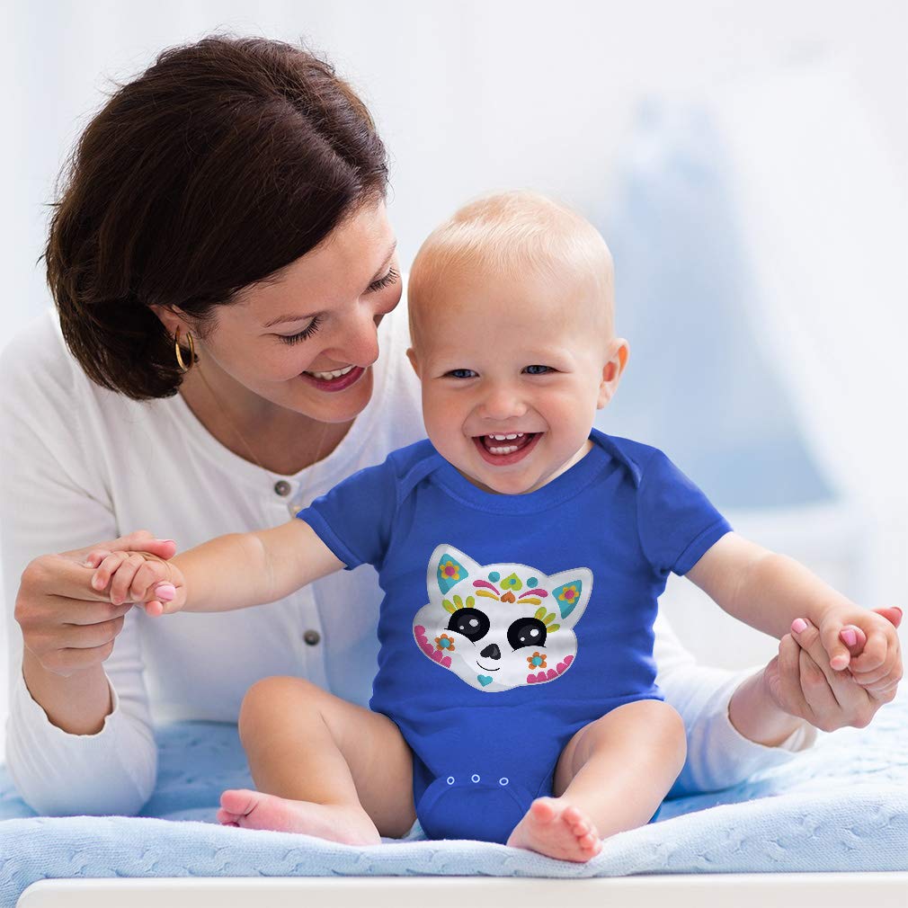 Funny Cat Face Sugar Skull Baby Bodysuit - Cute Cotton Outfit for Boys & Girls | Playtime & Photo Shoots