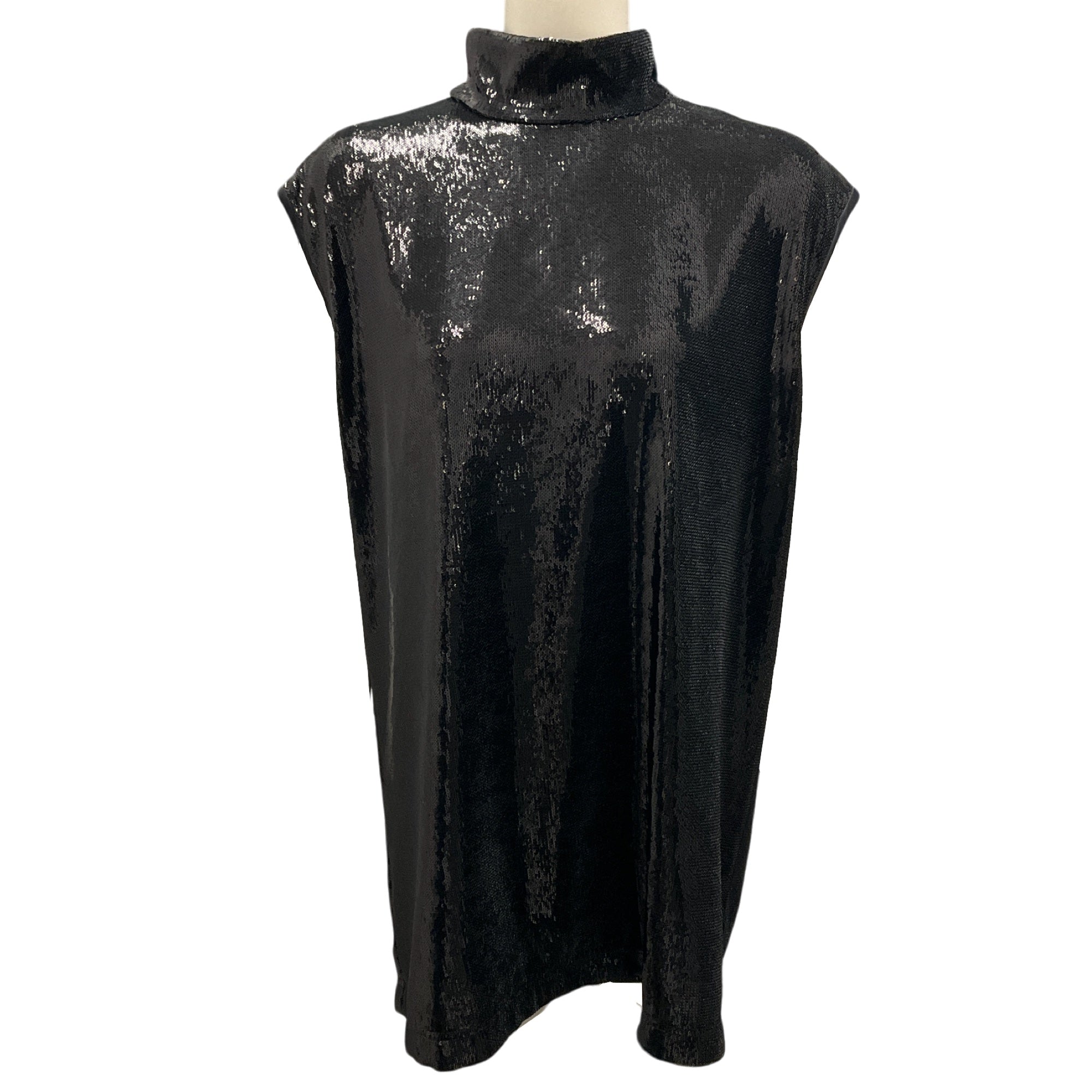 Dolce & Gabbana Women's Black Sequin Sleeveless Blouse Top for Evening Party & Special Occasions