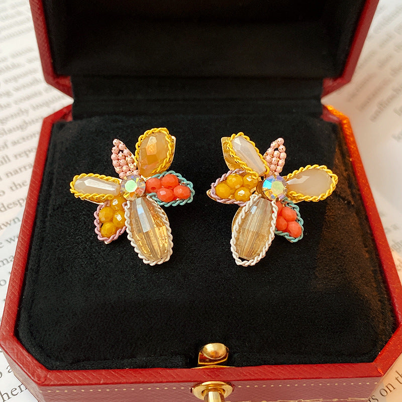 Boho Huge Flower Color Stud Earrings for Women | Fashion Dainty Floral Ear Jewelry | HE12344 | Perfect for Casual Wear, Parties & Boho Outfits