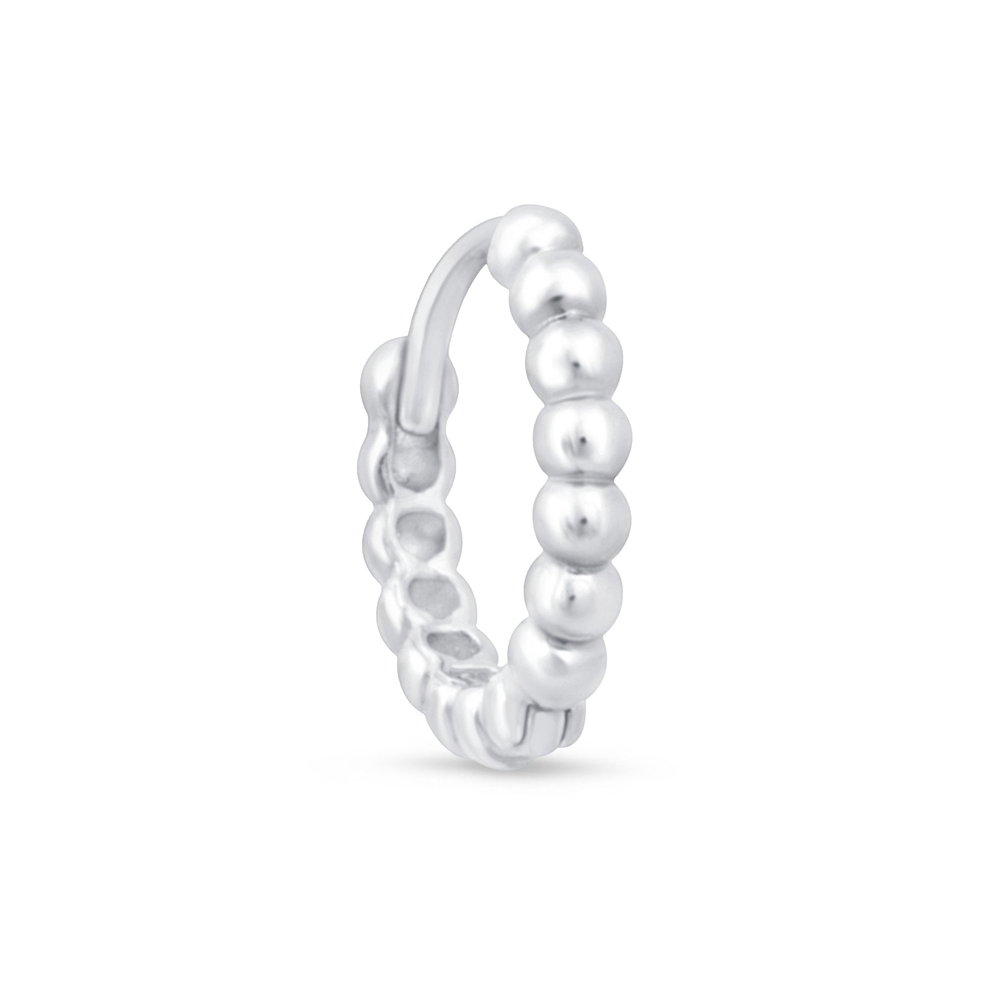 14K White Gold Bubble Beaded Hoop Earrings for Women - Elegant Dainty Everyday Jewelry Gift for Her, Perfect for Parties, Weddings & Date Nights