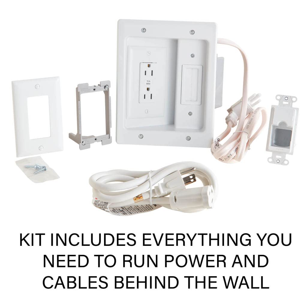 Universal Low Profile Fixed TV Wall Mount Bracket with In-Wall Power Cable Management Kit - SANUS - Perfect for Living Rooms, Bedrooms & Home Theaters (Fits Most 37-90