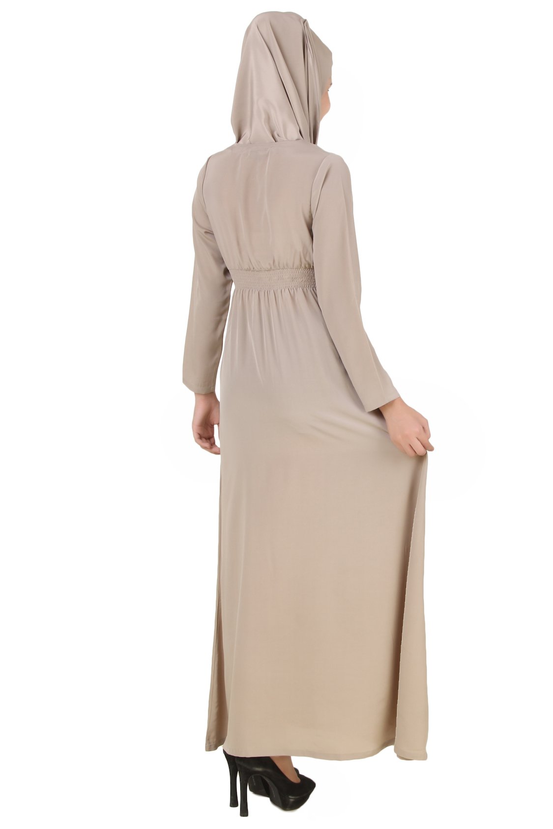 Aazeen Warm Grey Nida Abaya - Modest Islamic Prayer Dress for Women | Perfect for Prayer, Mosque & Special Occasions