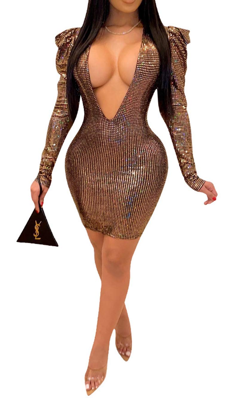 MorwenVeo Women's Square Neck Mesh Bishop Long Sleeve Bodycon Mini Dress - Elegant Wedding Guest, Cocktail Party, Date Night & Formal Occasion Outfit