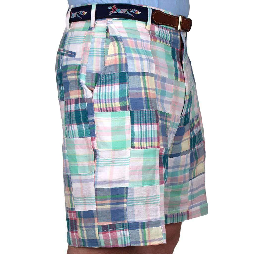 Country Club Prep Pastel Patchwork Madras Shorts for Men - Stylish Summer Casual Wear for Golf, Beach, and Outdoor Activities