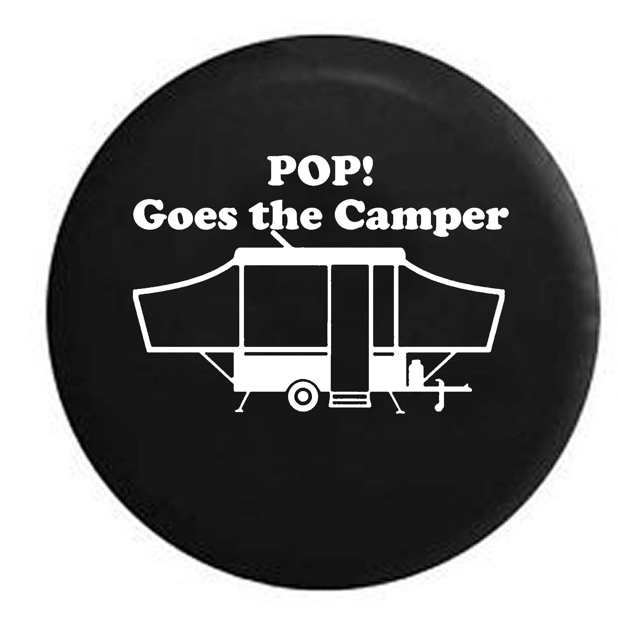 Pike POP! Goes The Camper Popup Camping Trailer RV Spare Tire Cover - 29 Inch Black Waterproof Universal Fit for Outdoor Adventures & Road Trips