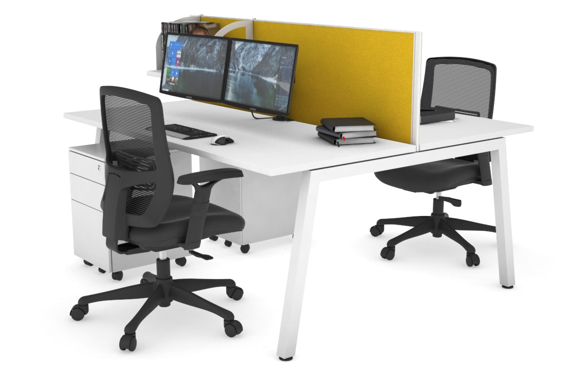 Quadro 2 Person Office Workstation Desk [1400L x 700W] - Perfect for Shared Workspaces & Collaborative Office Environments