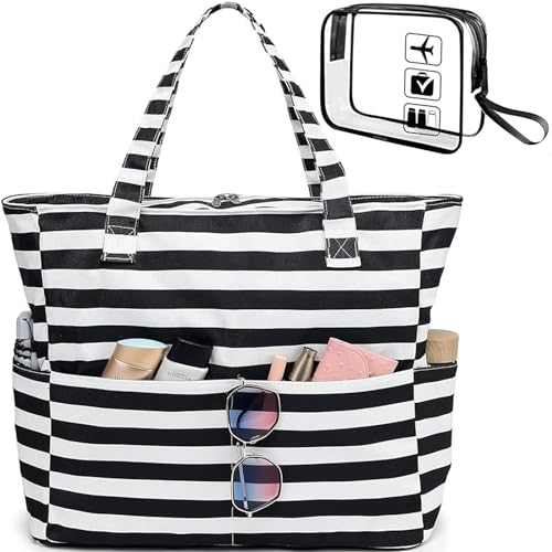 2 Pcs-black Stripe & Makeup Bag