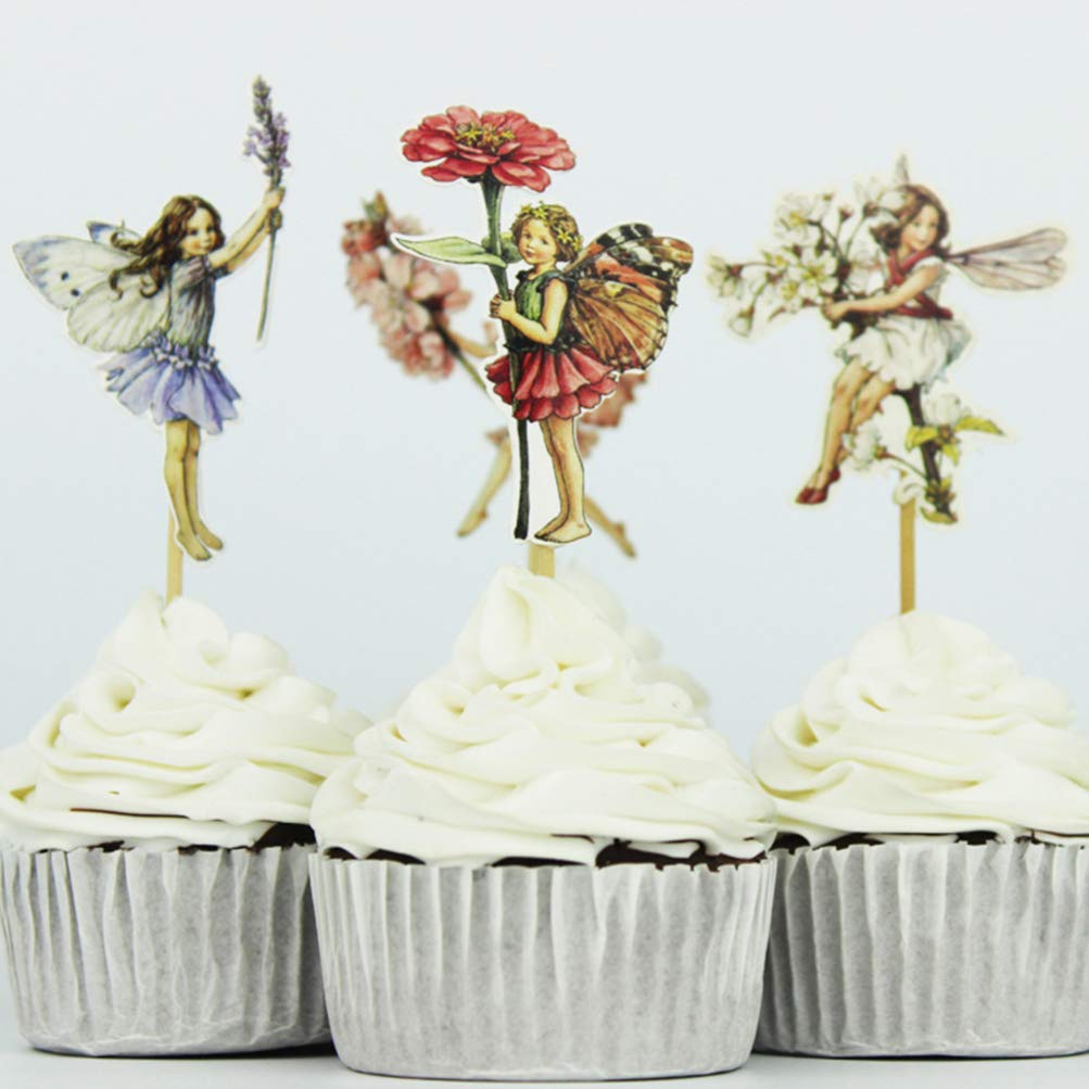 Alipis 24PCS Fairy Cupcake Toppers - Flower Fairy Cake Decorations for Wedding, Birthday Party Favors | Perfect for Fairy-Themed Celebrations, Baby Showers & Dessert Table Decor