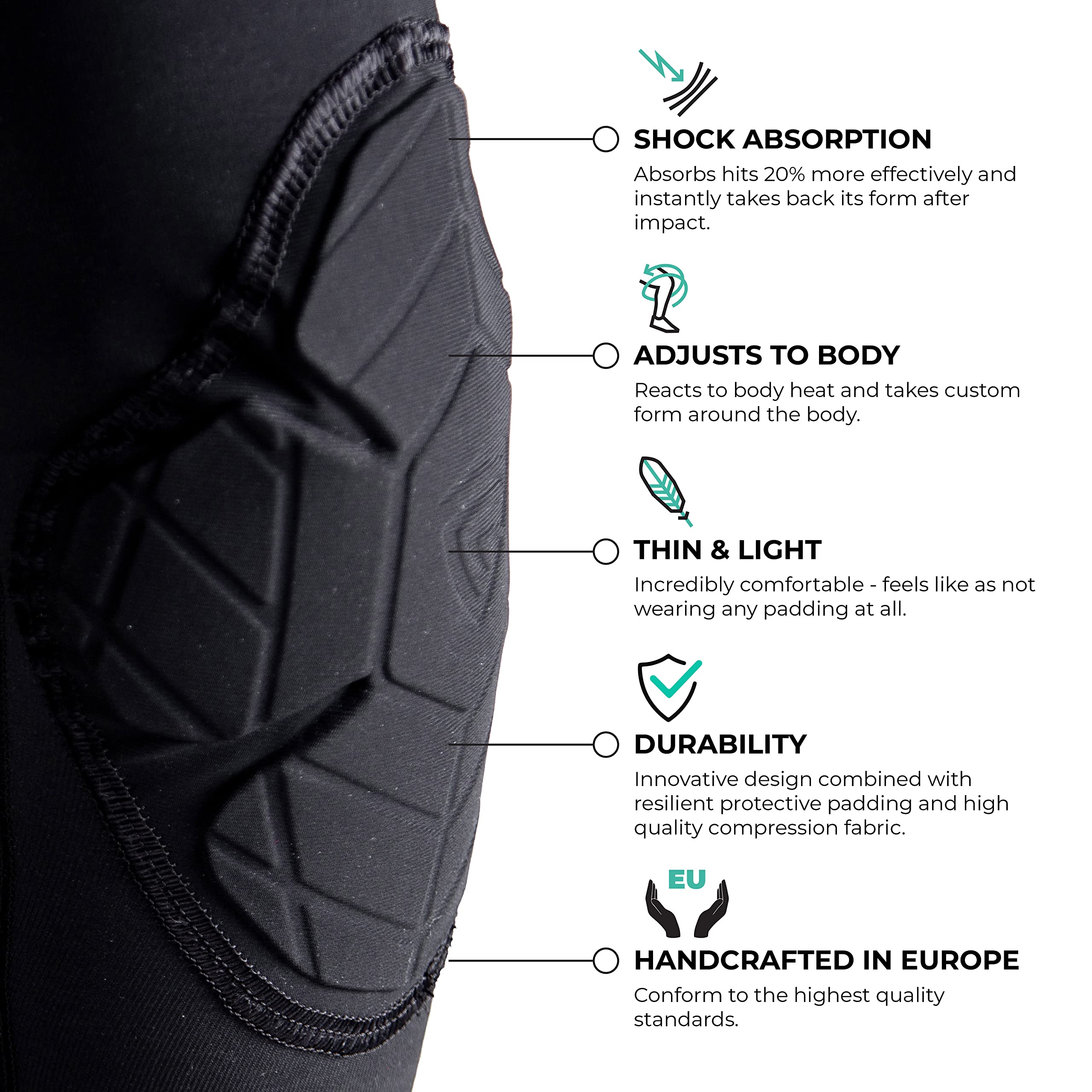 3/4 Compression Tights with Knee & Hip Support - Shock Absorbing Workout Leggings for Men, Women & Kids - Perfect for Running, Yoga & Sports Recovery