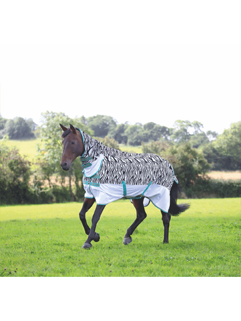Shires Tempest Original Zeb Tek Fly Combo Rug - Lightweight Horse Blanket for Summer Protection & Insect Control - Perfect for Trail Riding, Show Jumping & Stable Use