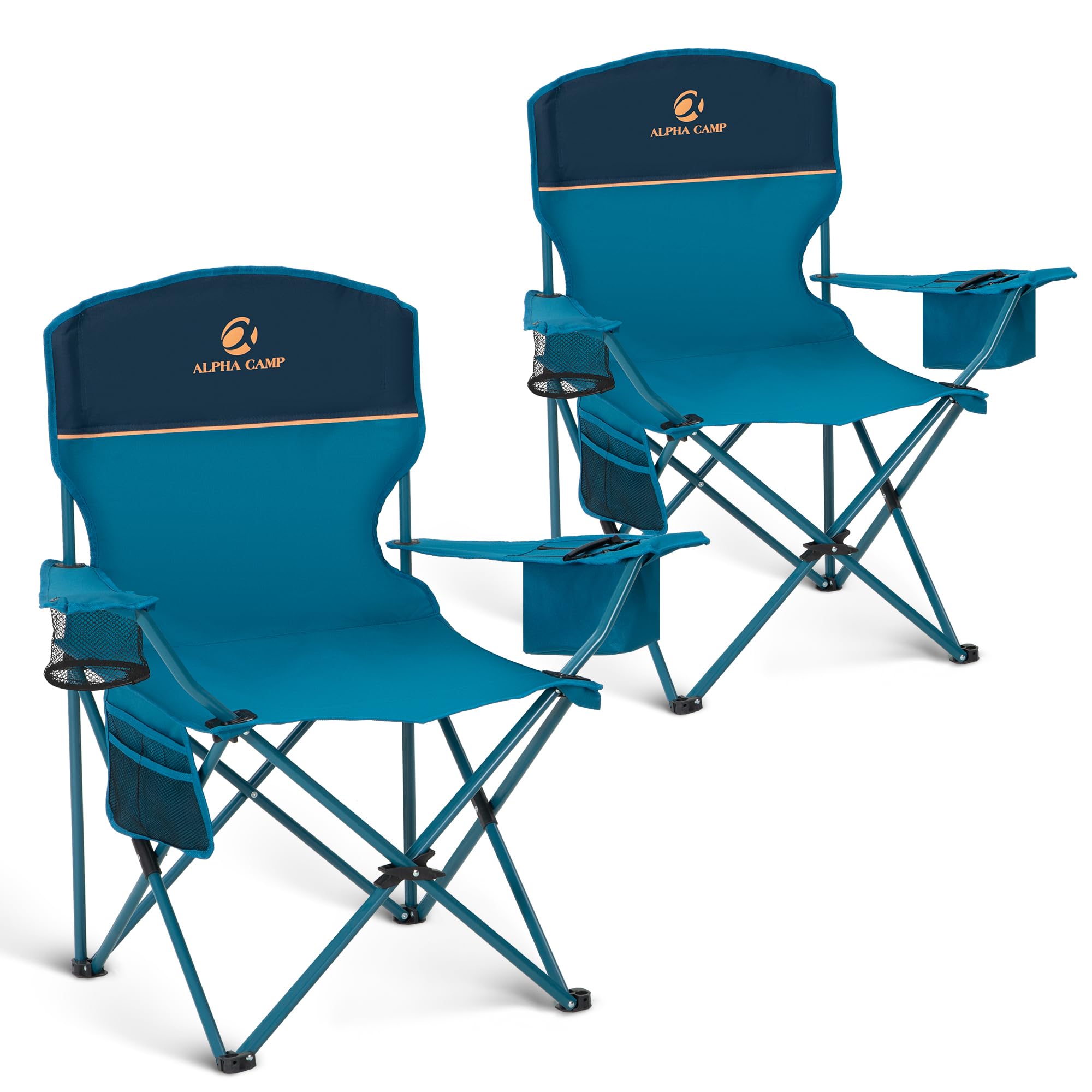 2 Pack Portable Camping Chairs for Adults - Lightweight Folding Outdoor Lawn Chairs with 225lbs Capacity - Perfect for Camping, Beach, Tailgating, Picnics & Backyard Relaxation (Blue)