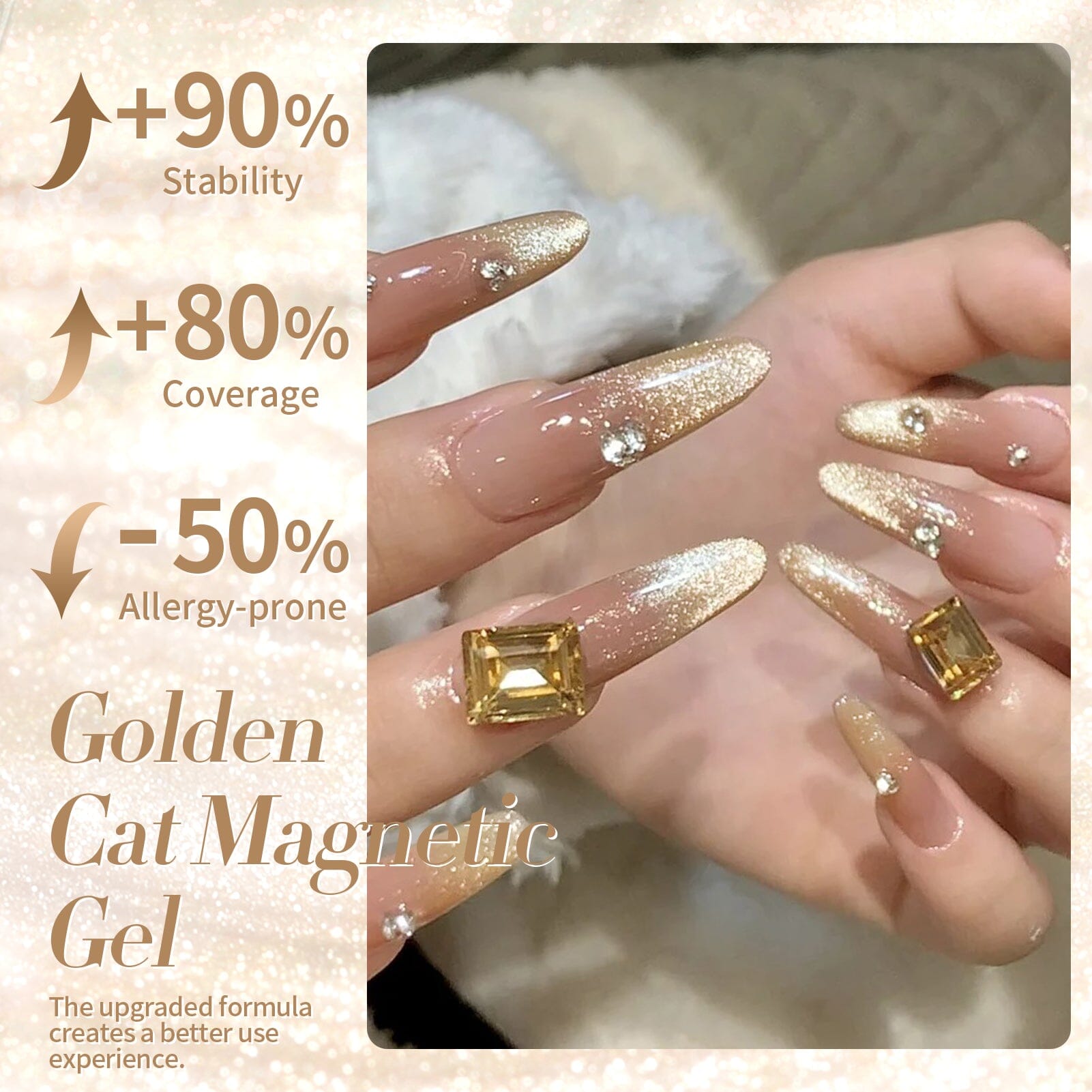 Golden Yellow Cat Magnetic Gel Nail Polish - 15ml Long Lasting UV LED Soak Off Lacquer for Salon & Home Manicure - Perfect for Nail Art, Special Occasions & Everyday Wear