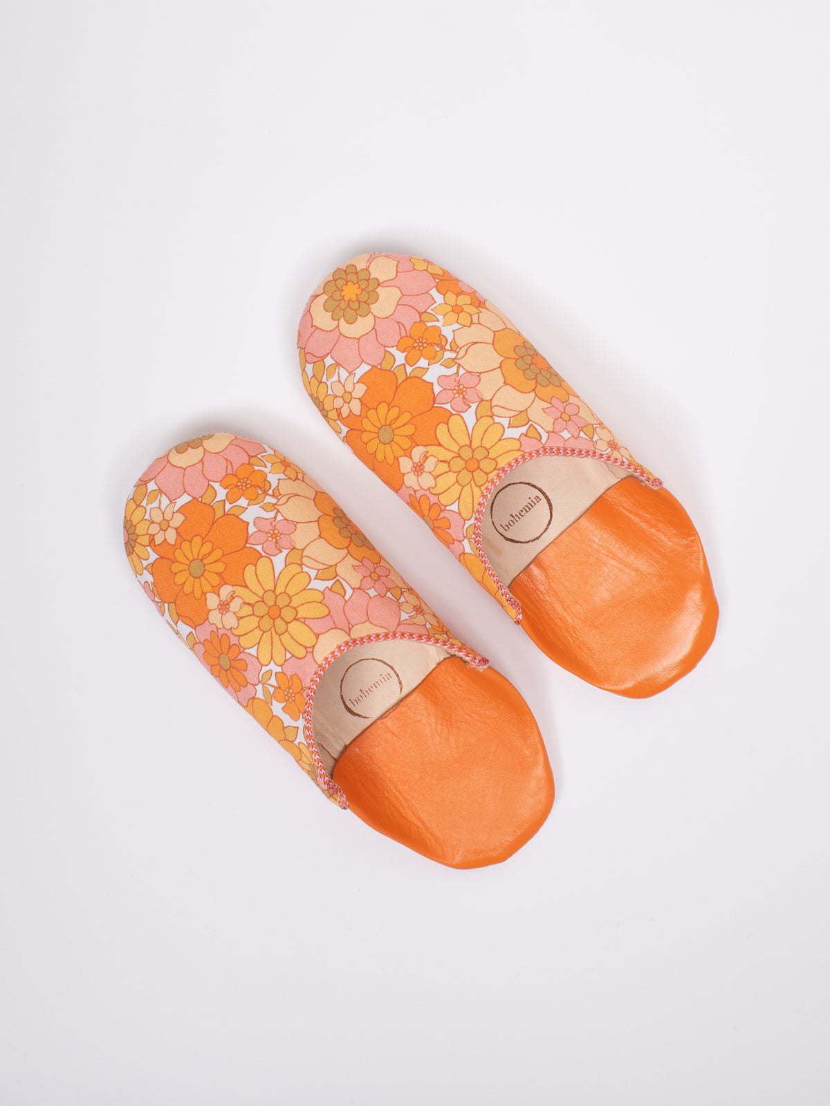 Margot Floral Babouche Slippers for Women - Comfortable Orange Moroccan Style House Shoes - Perfect for Home, Lounge & Indoor Use