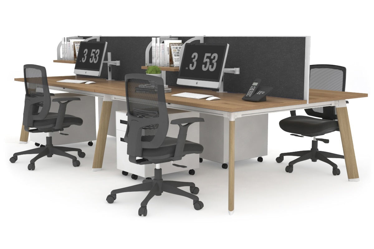 4-Person Workstation with Wood Imprint Frame - 1800L x 700W Office Desk for Team Collaboration & Productivity | Perfect for Open Office Spaces & Coworking Environments