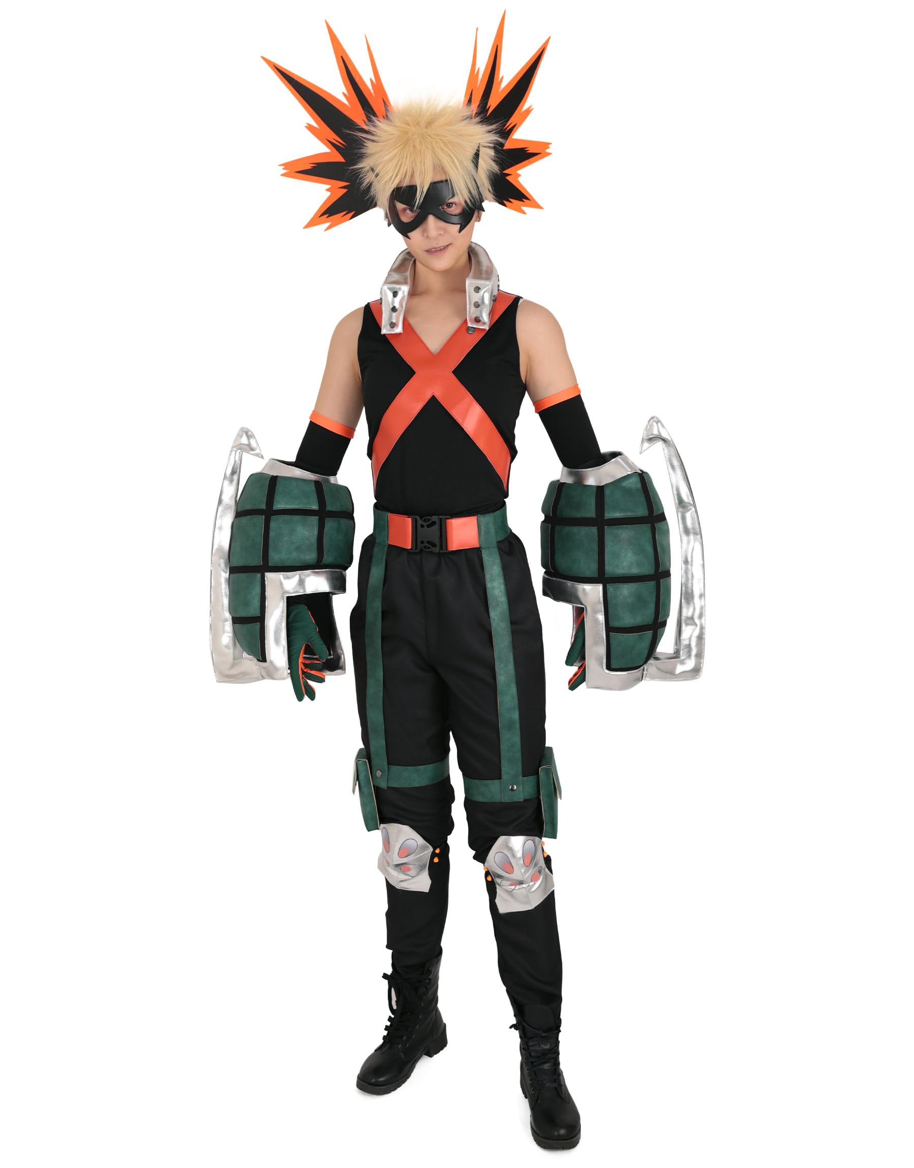 Miccostumes Men's Anime Hero Cosplay Costume with Gauntlets - Premium Quality Cosplay Outfit for Comic Con, Halloween & Role Playing