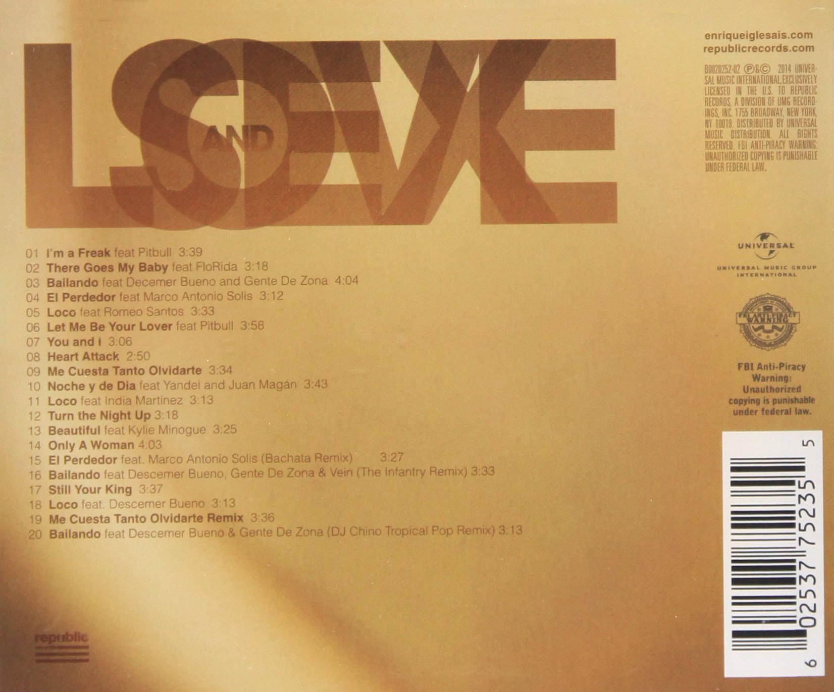 Enrique Iglesias - Sex and Love Deluxe Extended Edition CD with 4 Bonus Tracks | Latin Pop Music Album | Perfect for Parties, Workouts & Romantic Evenings