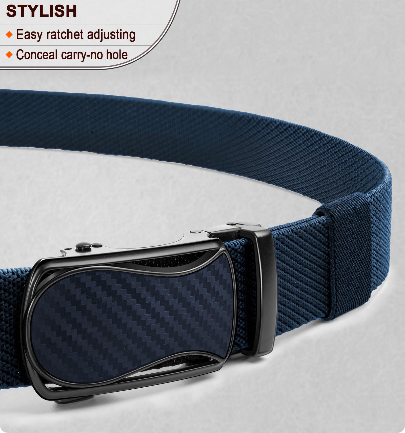 BULLIANT Men's Golf Belt - Stretch Nylon Ratchet Belt for Golf & Hiking
