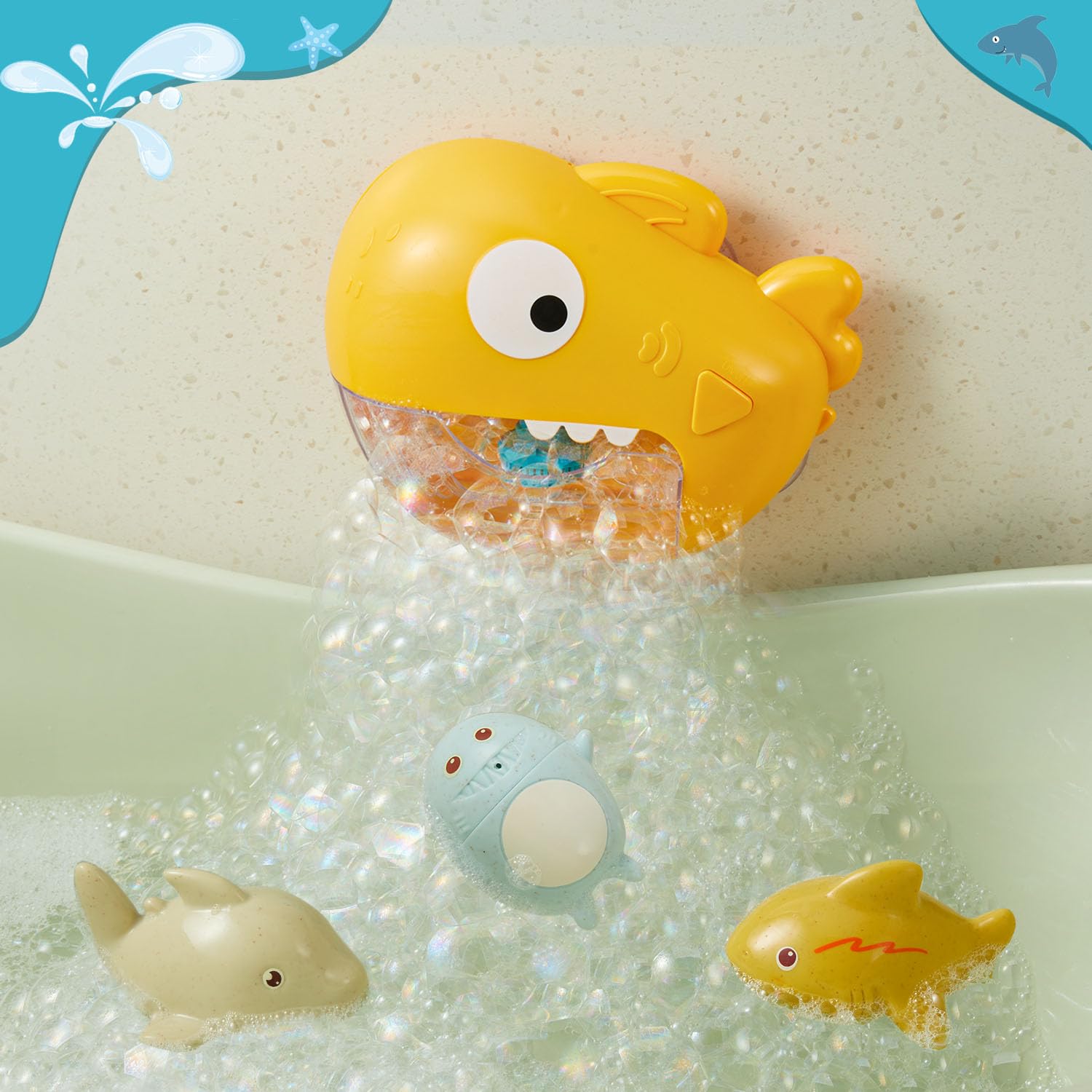 **Automatic Bubble Machine Bath Toy with Music - 3 PCS Silicone Baby Bath Toys for Infants 6-12 Months & Toddlers 1-8 Years - Fun Bath Time & Birthday Gift for Kids (Perfect for Sensory Play & Early Learning)**