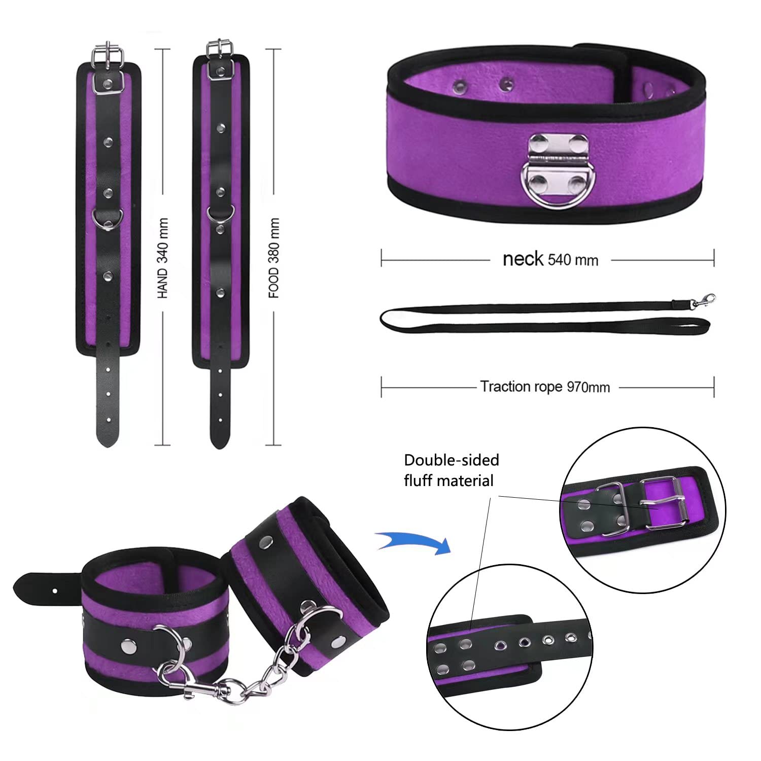 BDSM Leather Bondage Kit - 33PCS Premium Adult Toy Set with Handcuffs, Ankle Cuffs & Anal Plugs for Couples - Sensual Restraint Gear for Bedroom Play & Kinky Exploration