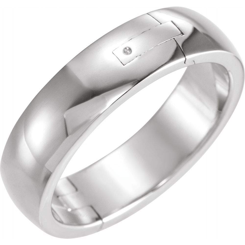 18k White Gold 6mm Adjustable Wedding Band Ring for Men & Women - Size 10.5 - Perfect for Engagement, Anniversary & Everyday Wear