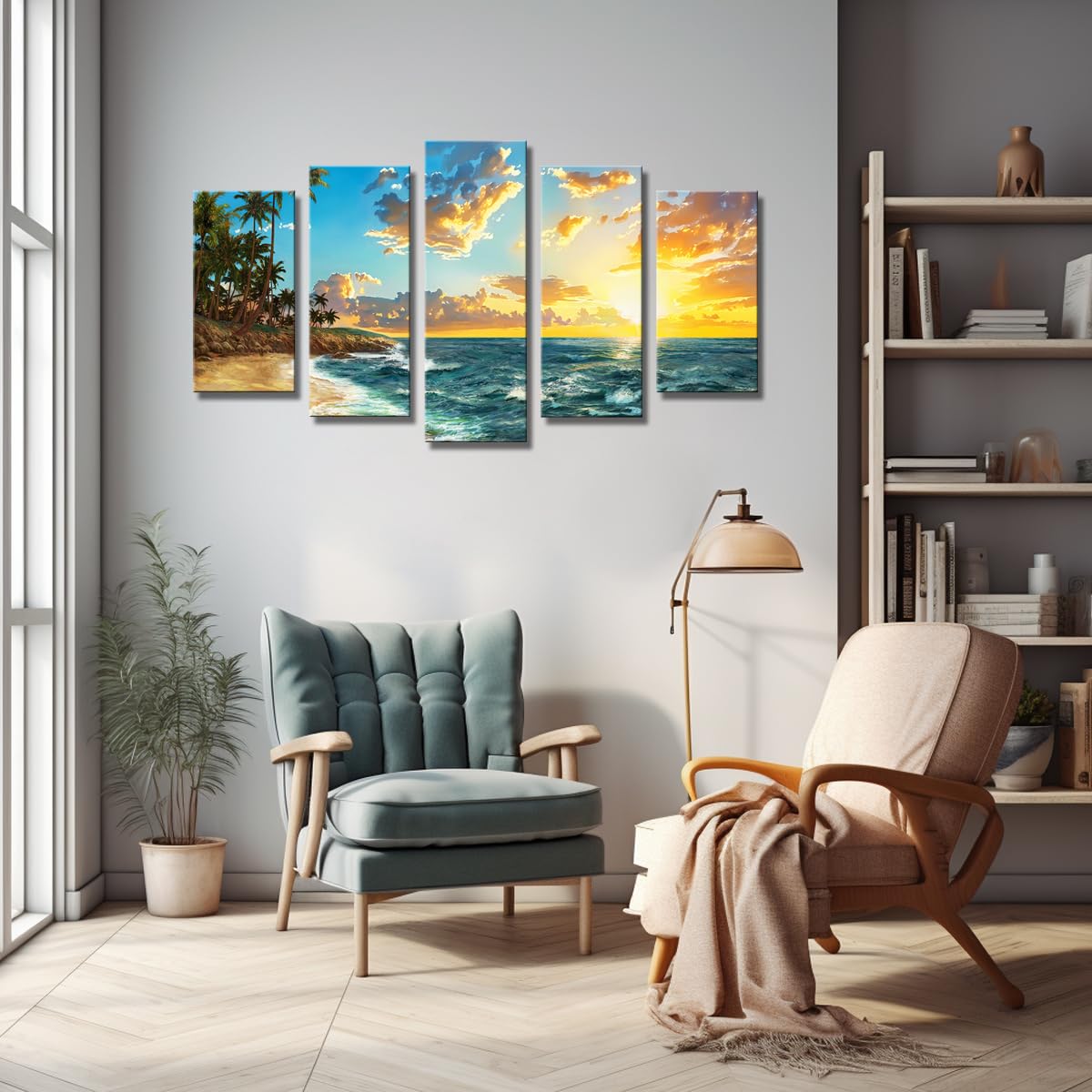 Popuwall Coastal Canvas Wall Art - Beach & Ocean Waves Decor for Living Room & Bedroom