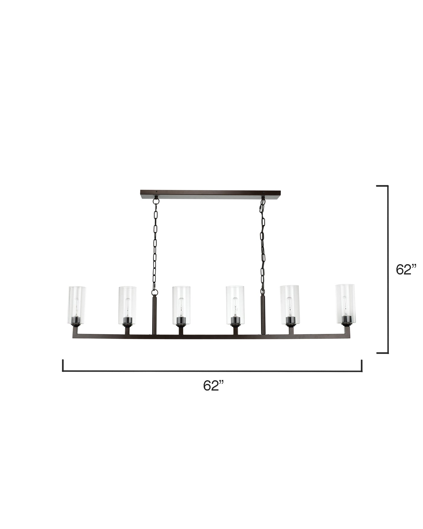 Linear 6 Light Chandelier in Oil Rubbed Bronze Finish - Elegant Dining Room & Bedroom Lighting Fixture for Modern Home Decor