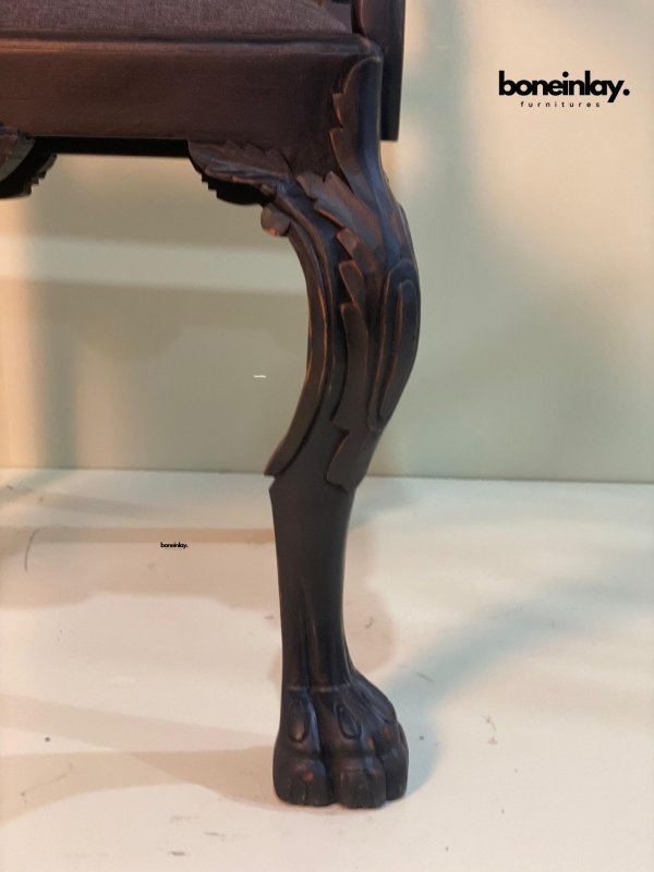 Hand Carved Black Lion Dining Chair - Solid Wood Animal Print Accent Chair for Dining Room, Living Room, or Home Office - Perfect for Farmhouse, Bohemian & Eclectic Decor Styles