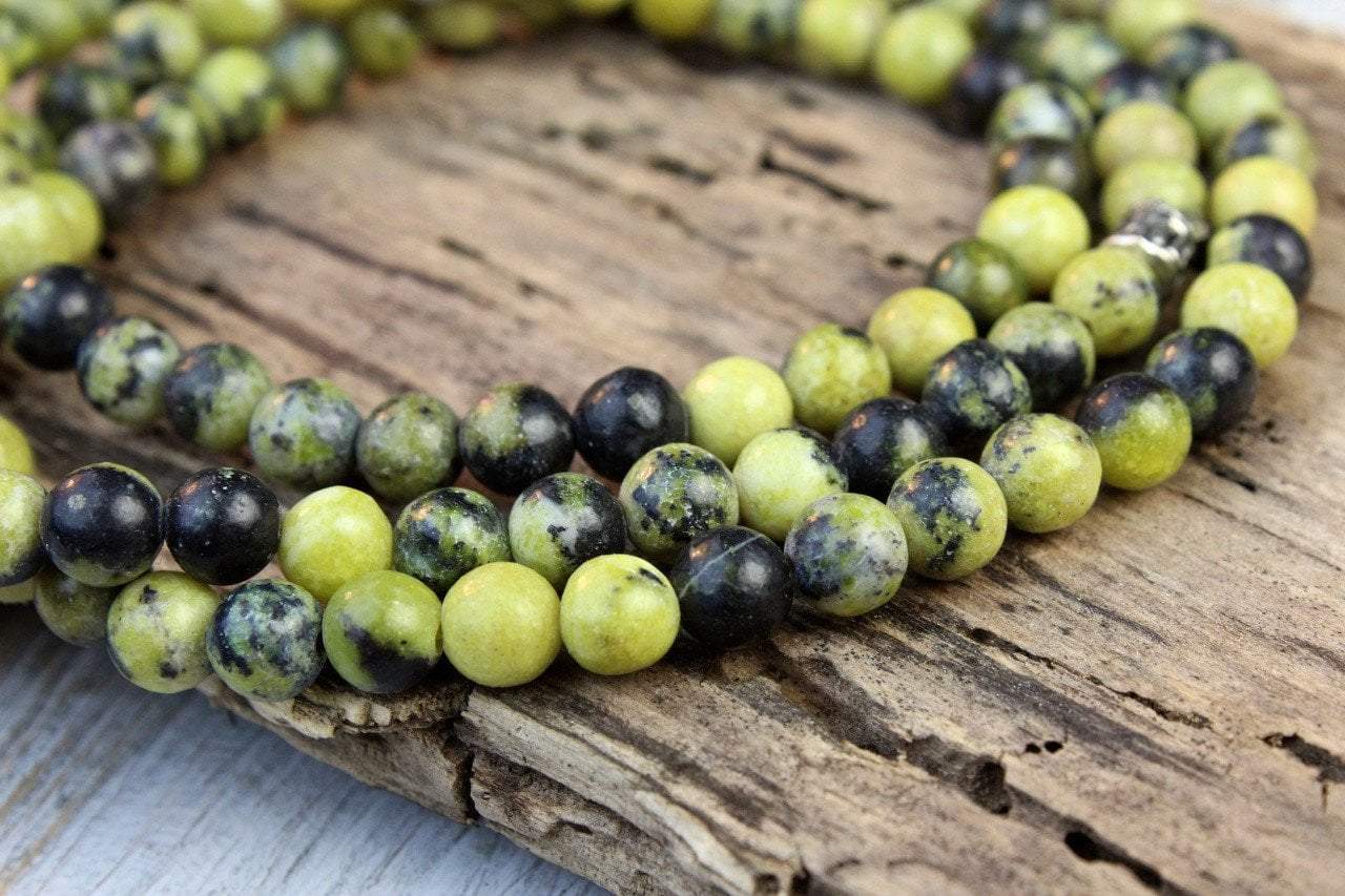 108 Bead Yellow Turquoise Stretchable Mala Bracelet - Yoga Meditation Prayer Buddhist Jewelry for Women & Men - Perfect for Spiritual Healing, Stress Relief & Mindfulness Practice