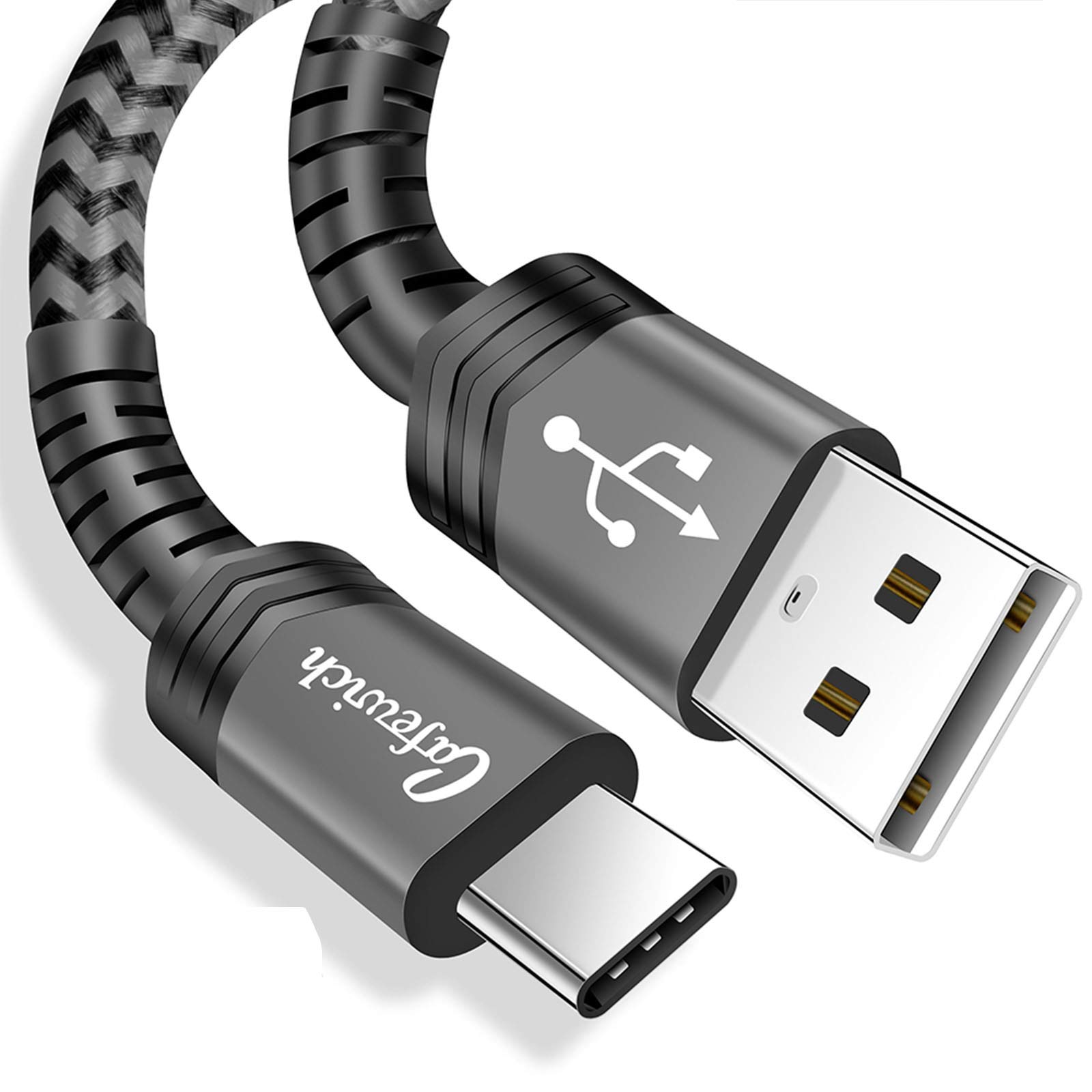 10ft 2-Pack USB Type C Fast Charging Cable, Nylon Braided USB C Cord Compatible with iPhone 15/14/13/Pro Max/Mini, Samsung Galaxy S23/S22/S21/Note, Google Pixel 7/6/5, LG & More - Durable Grey Charger for Home, Office & Travel
