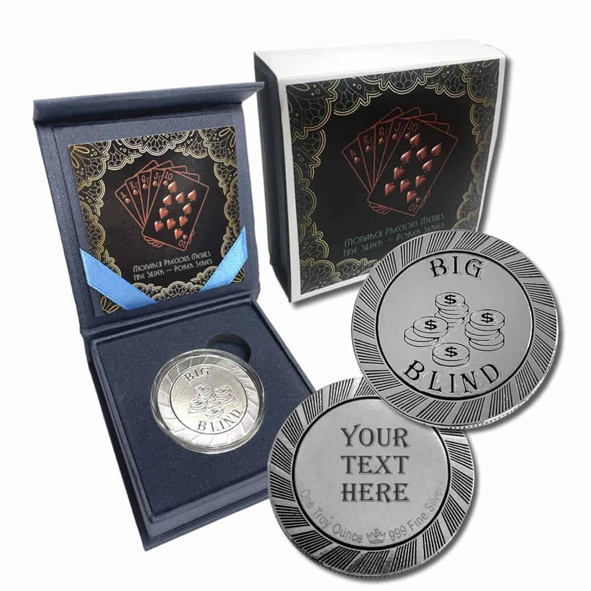 Personalized Engraved 1oz .999 Pure Silver Poker Chip - Big Blind Button Marker for Casino Nights & Home Games - Perfect Gift for Poker Lovers in Elegant Gift Box