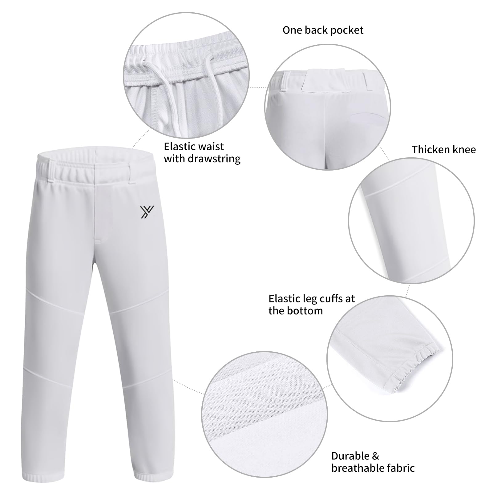 Youper Performance Baseball Pants for Boys & Girls 4T-9Y - Youth Softball & T-Ball Pants with Comfort Fit - Perfect for Little League, Practice & Game Day