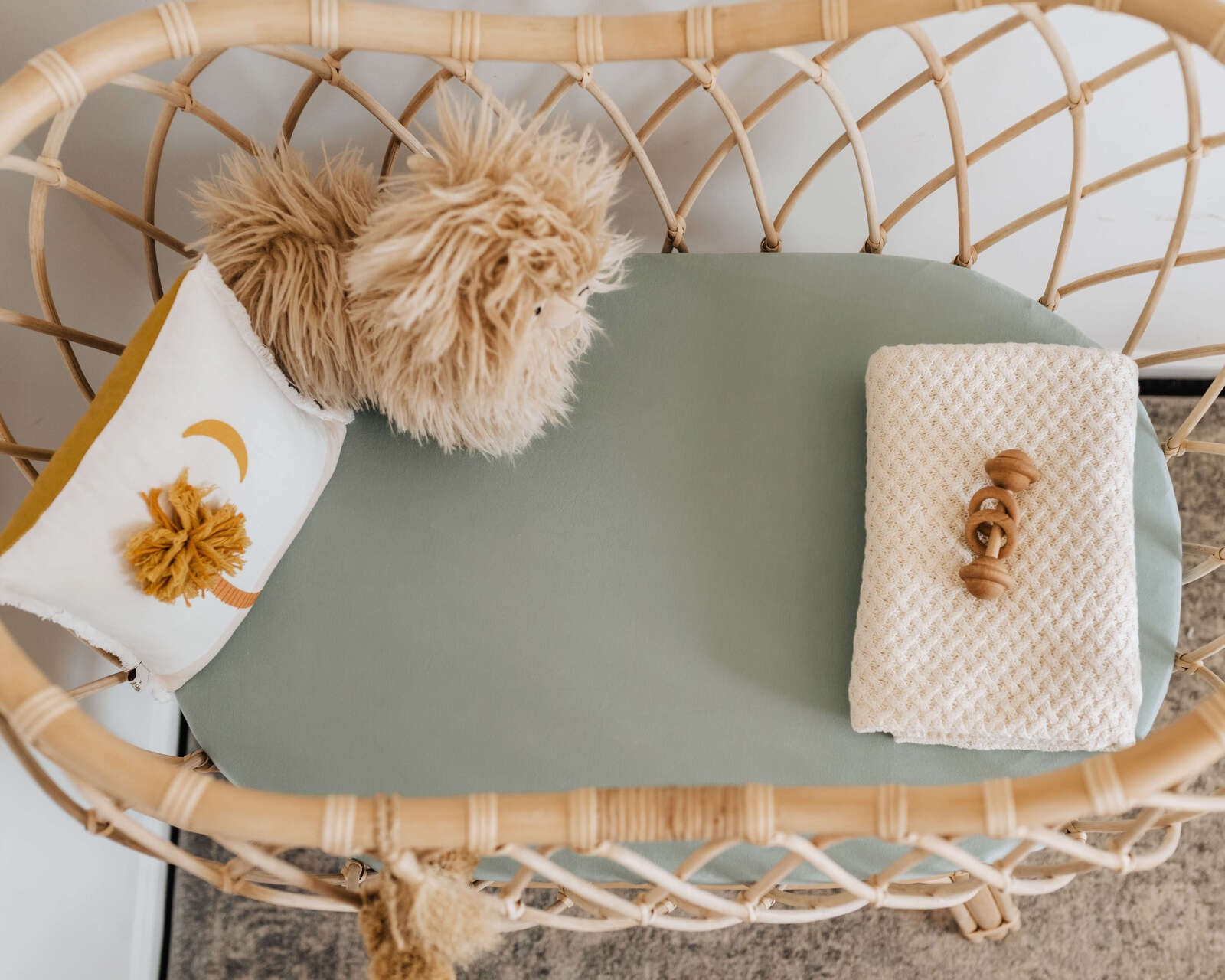 Snuggle Hunny Bassinet Sheet & Change Pad Cover - Soft & Breathable Sage Green - Perfect for Nursery, Baby Crib & Travel Crib Accessories