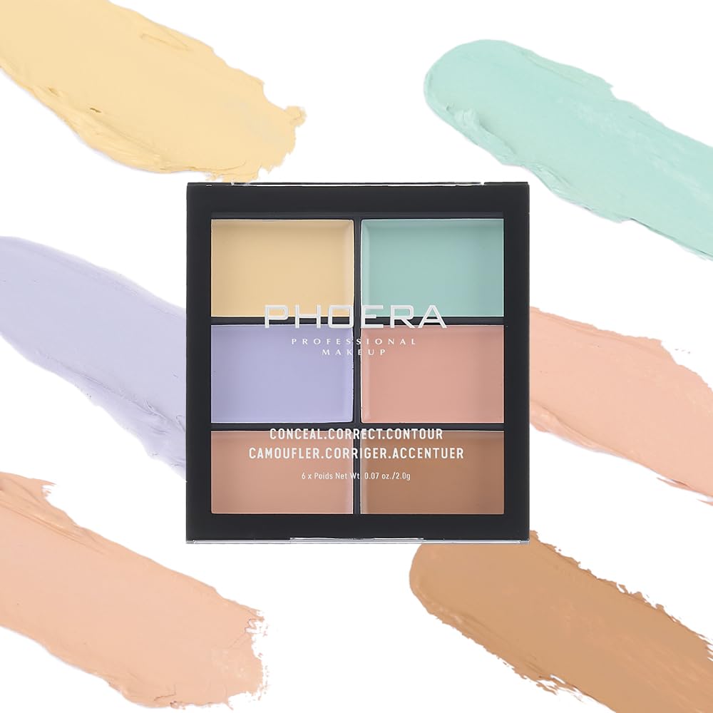 PHOERA 4-Color Correcting Concealer Palette - Full Coverage Face Contouring & Color Correction Makeup Kit for Dark Circles, Blemishes & Redness | Professional Cream Concealer for Flawless Complexion | Perfect for Daily Makeup, Photo Shoots & Special Occasions