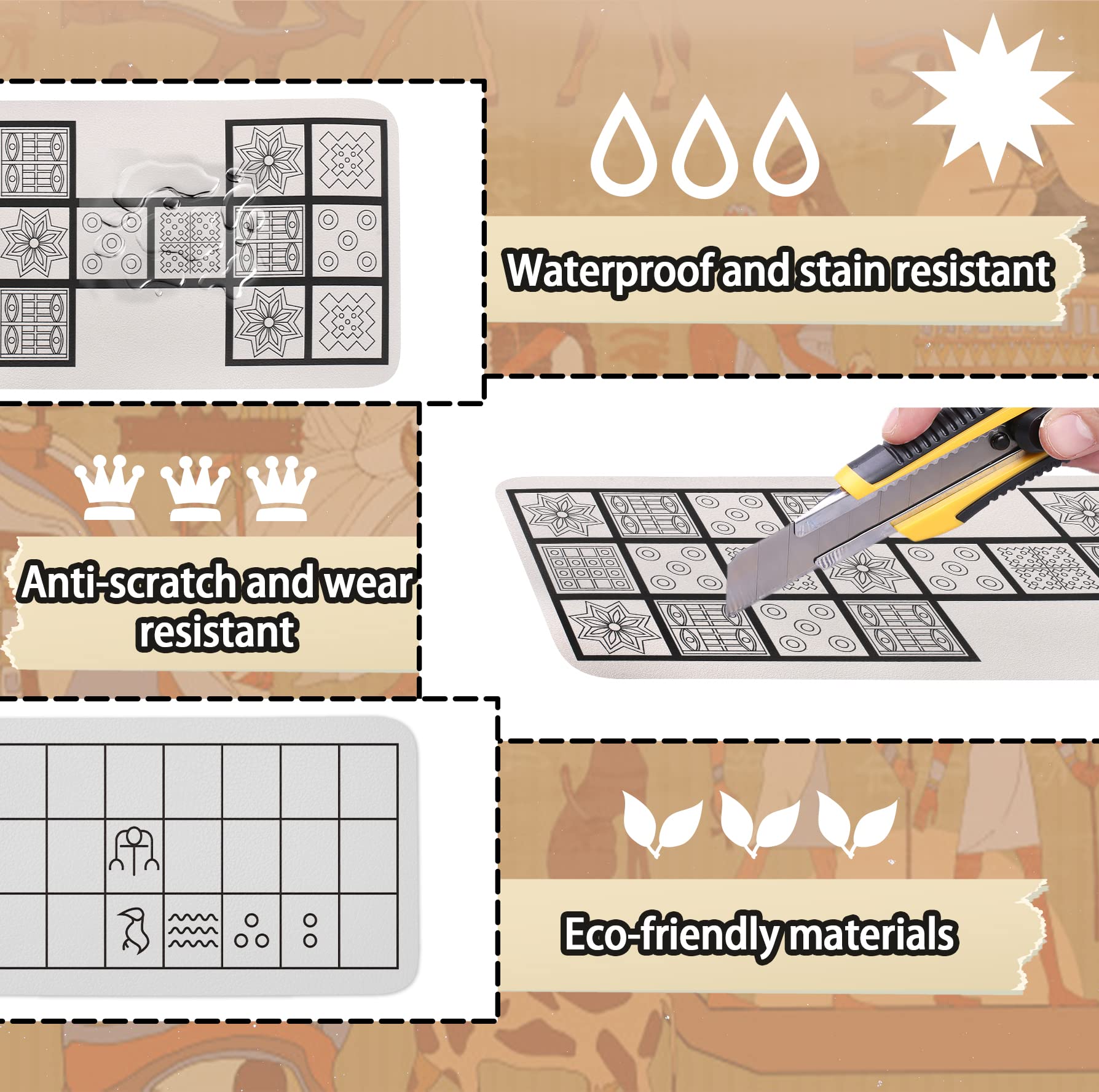 Ancient Strategy Board Game Set - Royal Game of Ur & Senet with 8 Wooden Dice, 14 Game Pieces & Instructions | Perfect for Family Game Night, History Enthusiasts & Educational Play