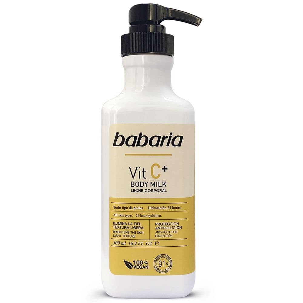 Babaria Brightening Vitamin C Body Milk 500ml - Hydrating & Illuminating Lotion for Glowing Skin - Perfect for Daily Moisturizing & Skin Radiance Boost