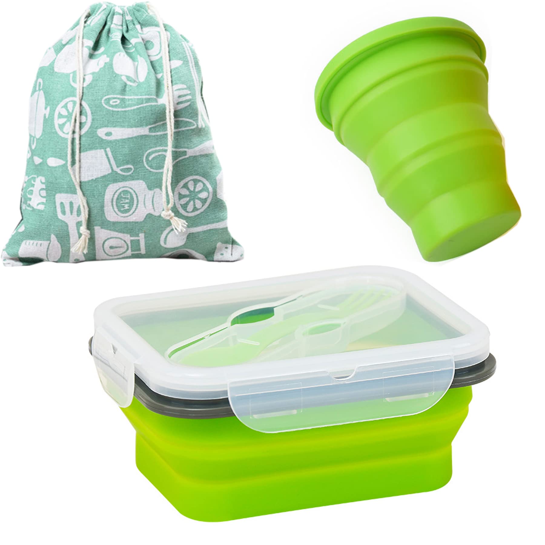 Collapsible Silicone Bowls with Lids - Foldable Food Storage Containers for Camping, Picnics, and Travel - Includes Mixing Bowls, Snack Cups & Storage Bag - Perfect for Salad, Lunch, and On-the-Go Meals