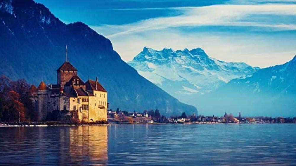 4000-Piece Wooden Jigsaw Puzzle - Lake Geneva Switzerland Scenery for Adults & Kids, Educational DIY Puzzle Kit, Stress Relief Gift (14.8x105cm) - Perfect for Family Game Nights, Classroom Activities & Relaxation Therapy