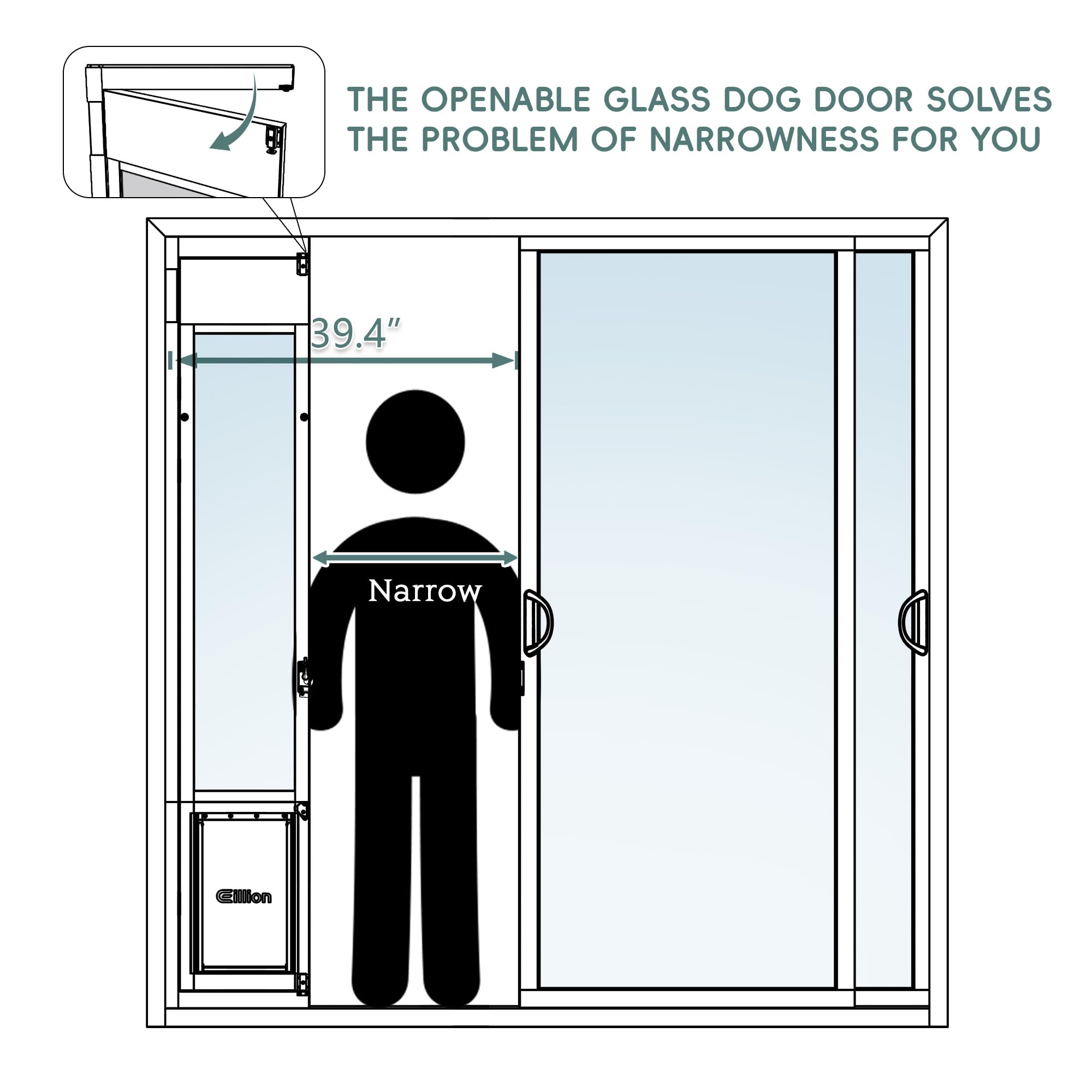 Heavy Duty Large Dog Door for Sliding Glass Doors - Adjustable 75 7/8