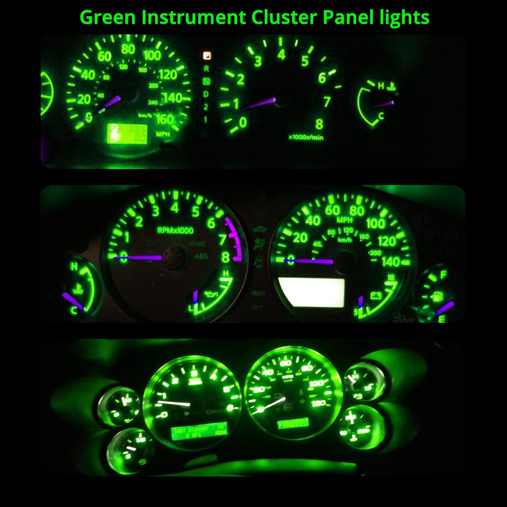 Super Bright T10 194 LED Bulb Light - 3030 SMD PC194 PC195 PC169 PC158 Twist Lock Socket Replacement - 6 Pack Green Interior Dash Gauge Lights for Car Instrument Cluster - Perfect for Night Driving & Dashboard Illumination