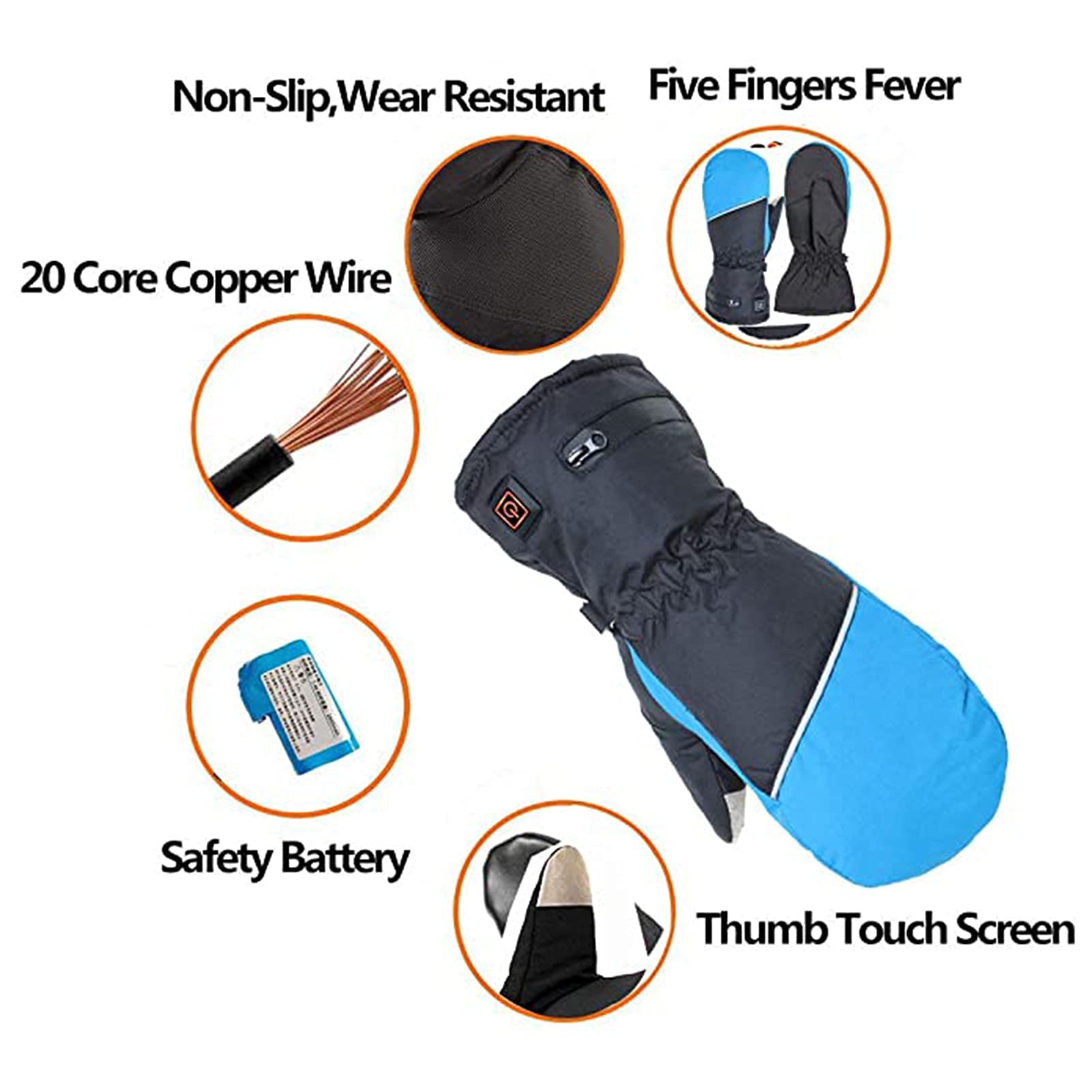 Rechargeable Heated Gloves for Men & Women - 3 Adjustable Heat Settings, Winter Electric Hand Warmers, Thermal Gloves for Outdoor Activities (Hiking, Skiing, Motorcycling)