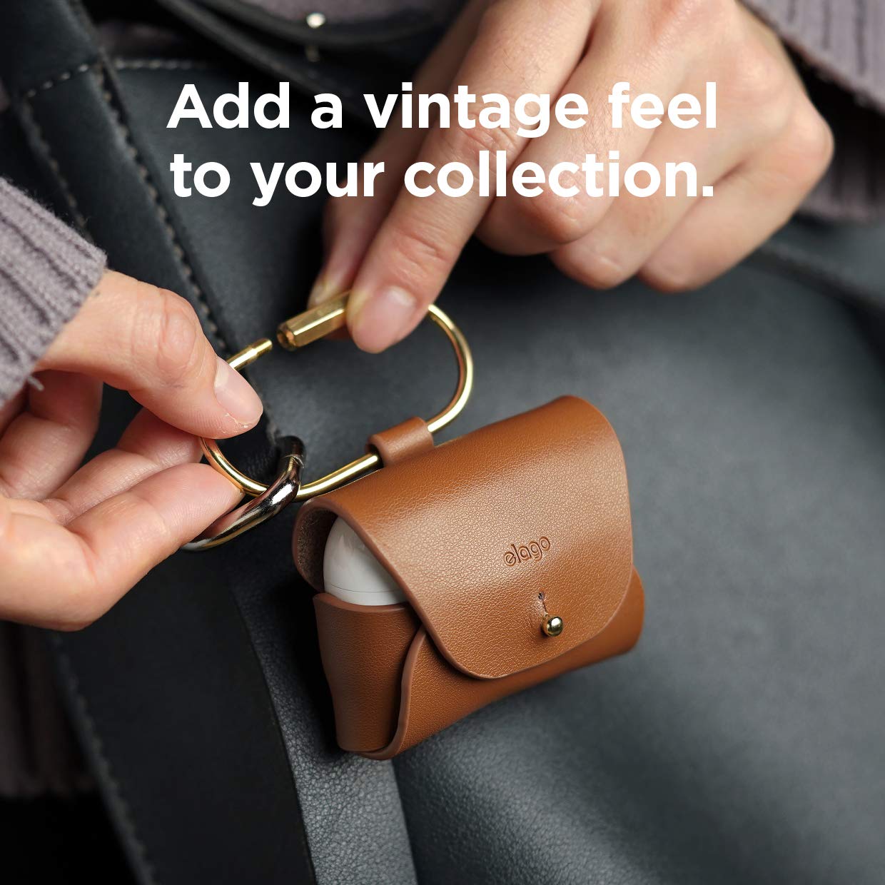 Premium Genuine Leather Case for AirPods Pro 2 & AirPods Pro - Luxury Keychain Holder with Brass Ring, Multiple Color Options (Brown) - Perfect for Travel, Work & Everyday Protection