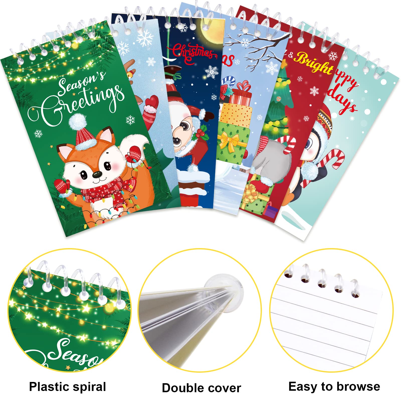 Fancy Land Christmas Mini Spiral Notebooks - 24 Pack Cute Holiday Notepads for Kids, School Supplies, Party Favors & Stocking Stuffers - Perfect for Writing Notes, Journaling & Gift Giving