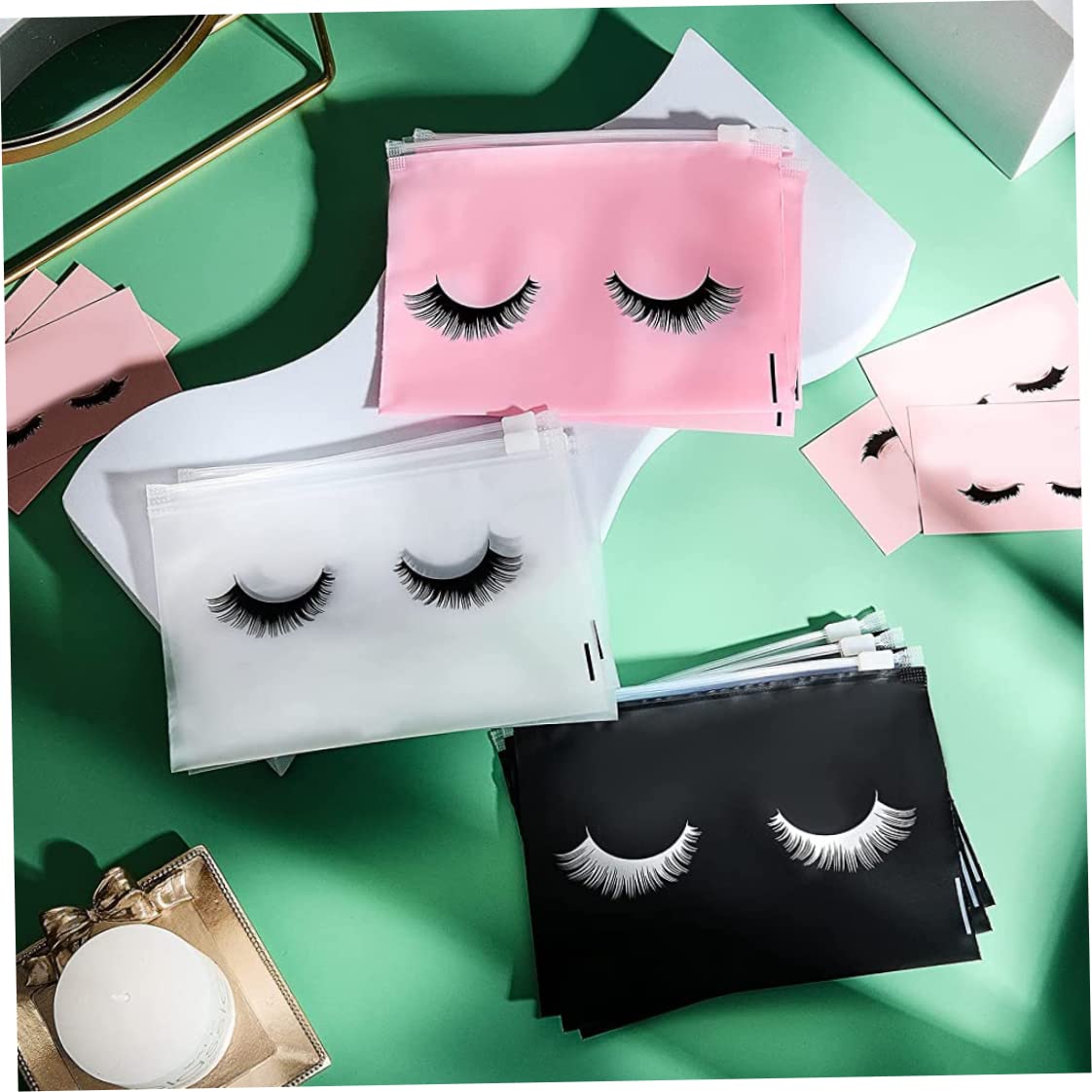 60 Pieces Eyelash Aftercare Bags - 6x4 Inch Small Zipper Cosmetic Cases for Eyelash Extensions, Makeup & Travel Accessories - Perfect for Women & Girls - Great for Salon, Spa, Home Use & Gifts
