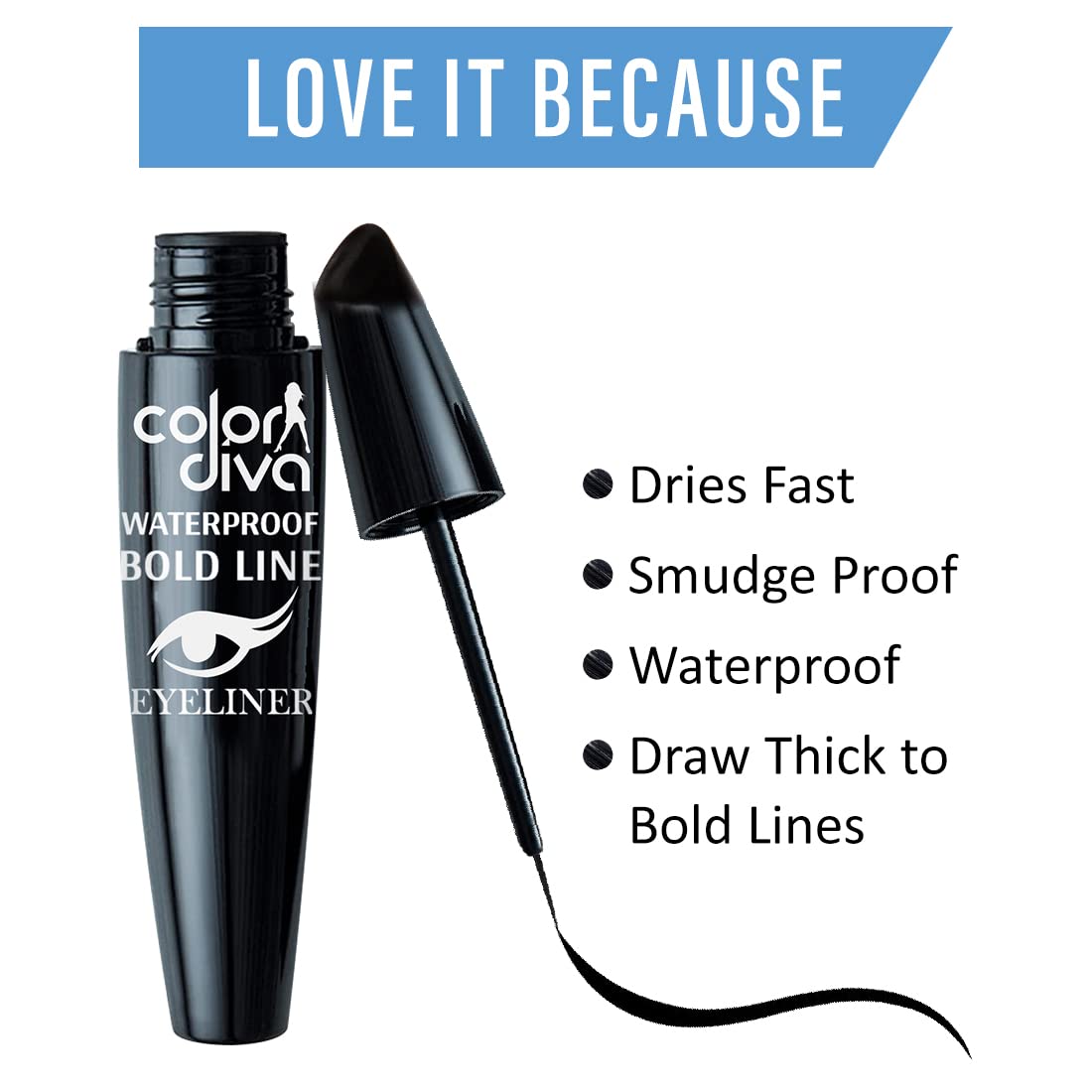 Waterproof Long-Lasting Black Eyeliner & Mascara Set - Color Diva 103 & 104 (6ml Each) | Smudge-Proof Eye Makeup for Party, Wedding & Everyday Wear