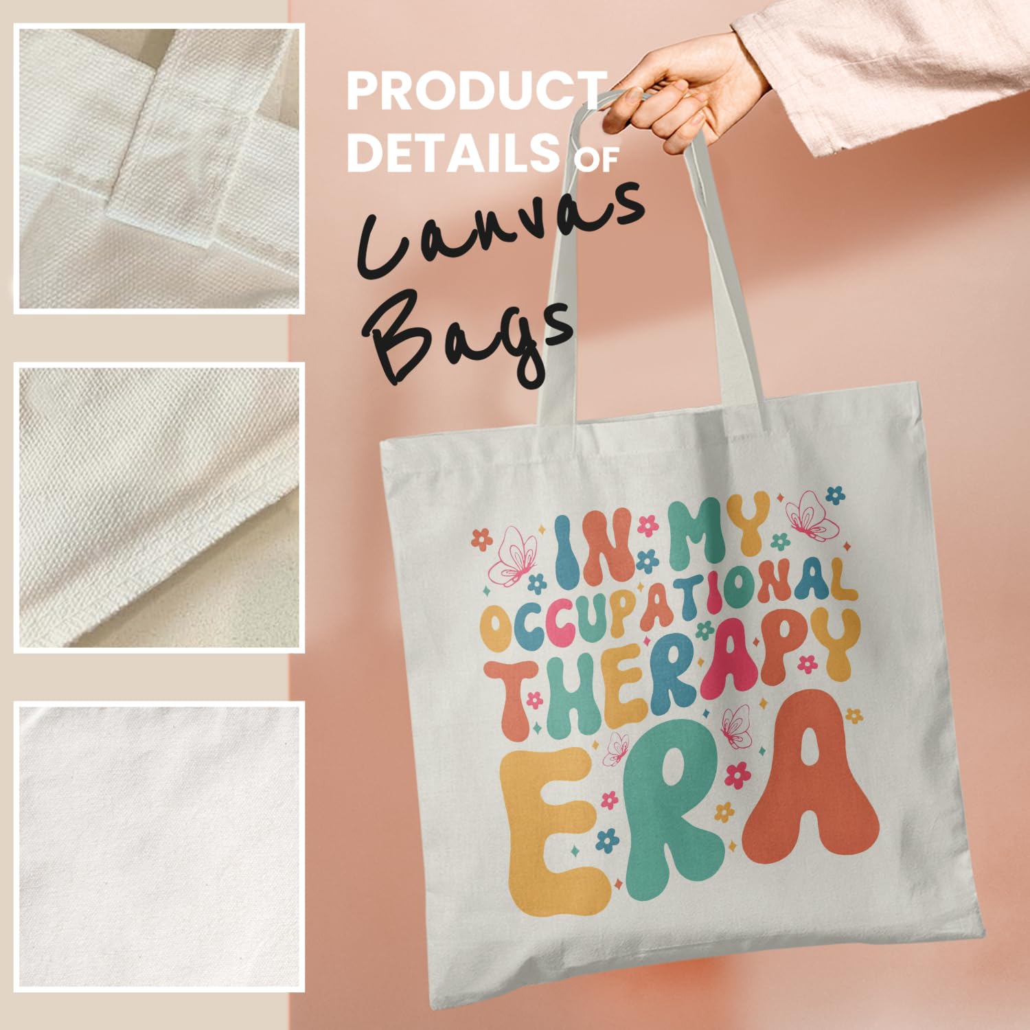 Occupational Therapist Gifts for Women - OT Themed Canvas Tote Bags - Reusable Grocery Shopping Bags - Perfect for Work, Therapy Sessions & Everyday Use