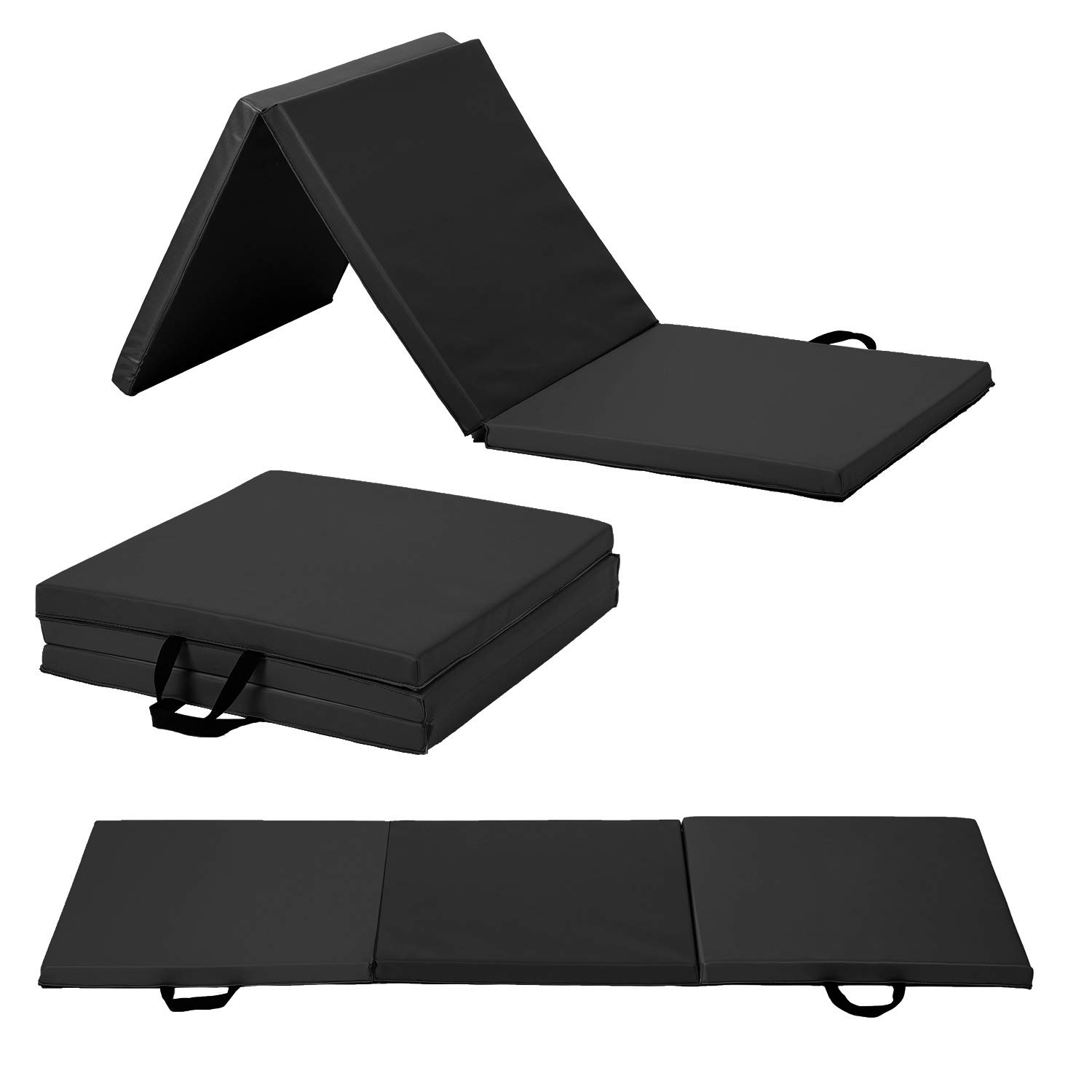 Premium 2-Inch Thick PU Leather Yoga Mat - Non-Slip Exercise Mat for Gymnastics, Pilates & Home Workouts | Folding Design with Carrying Handles | Ideal for Yoga Studios, Gyms & Home Fitness