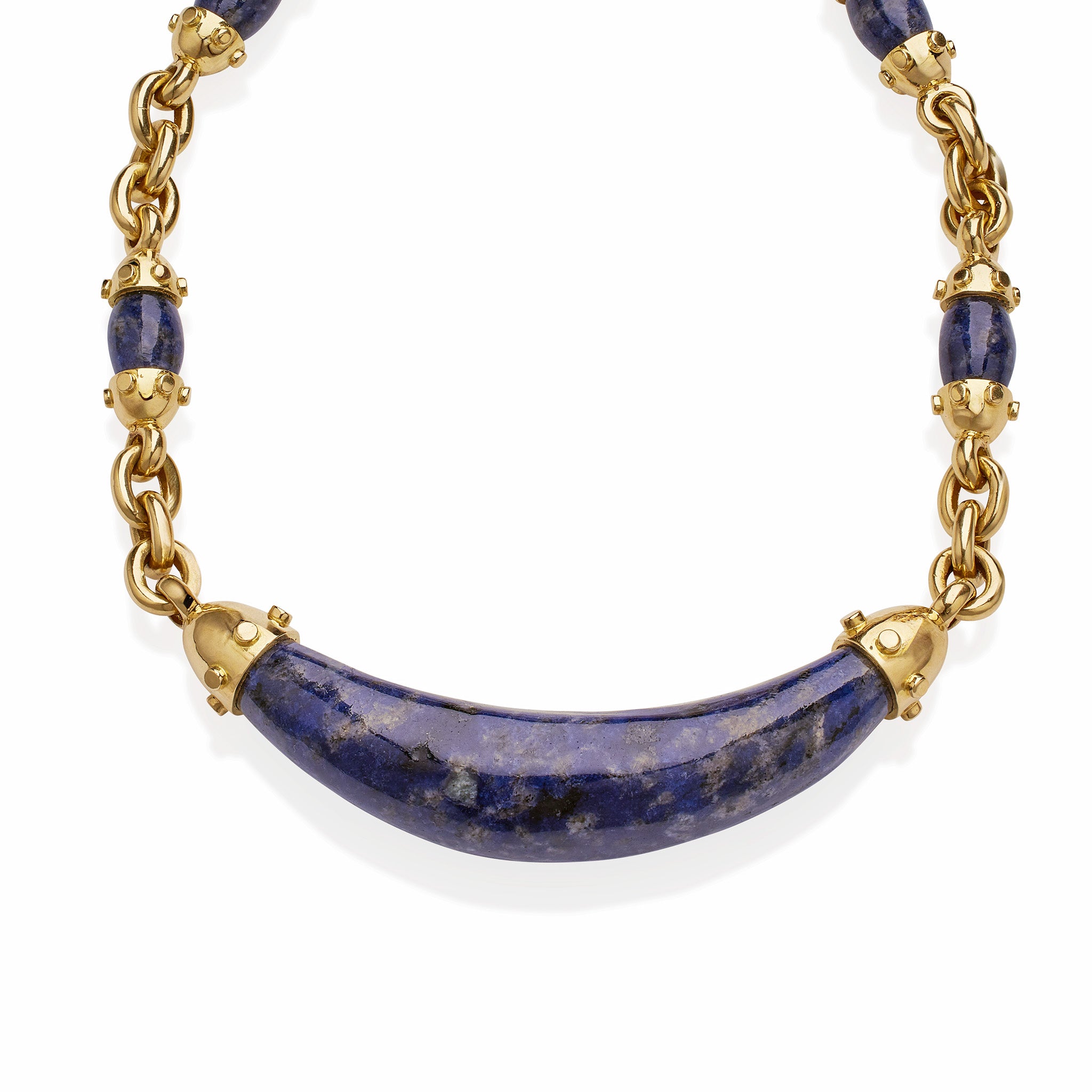 Cartier 18K Gold & Sodalite Beaded Necklace by Aldo Cipullo - Luxury Statement Jewelry for Women, Perfect for Evening Events & Special Occasions