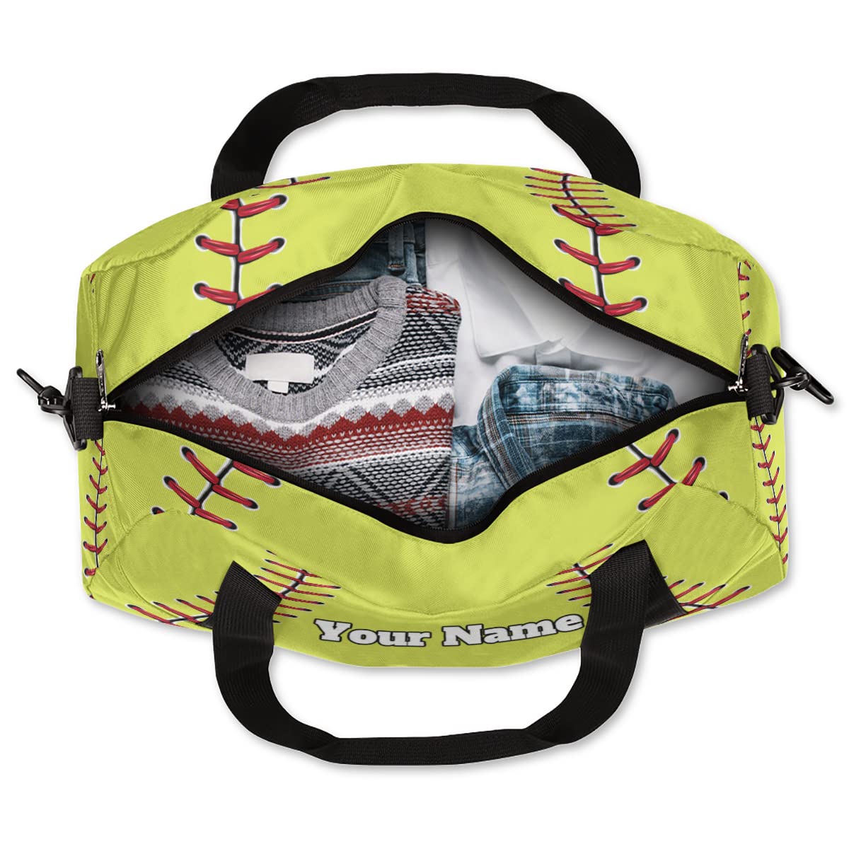 Personalized Name Baseball & Softball Duffle Bag - Custom Text Gym Bag for Kids & Teens - Waterproof Sports Overnight Weekender for Travel, Practice, School & Camp (Boys & Girls)